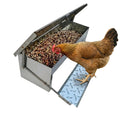 Automatic Chicken Feeder Treadle Galvanized Steel - Grey
