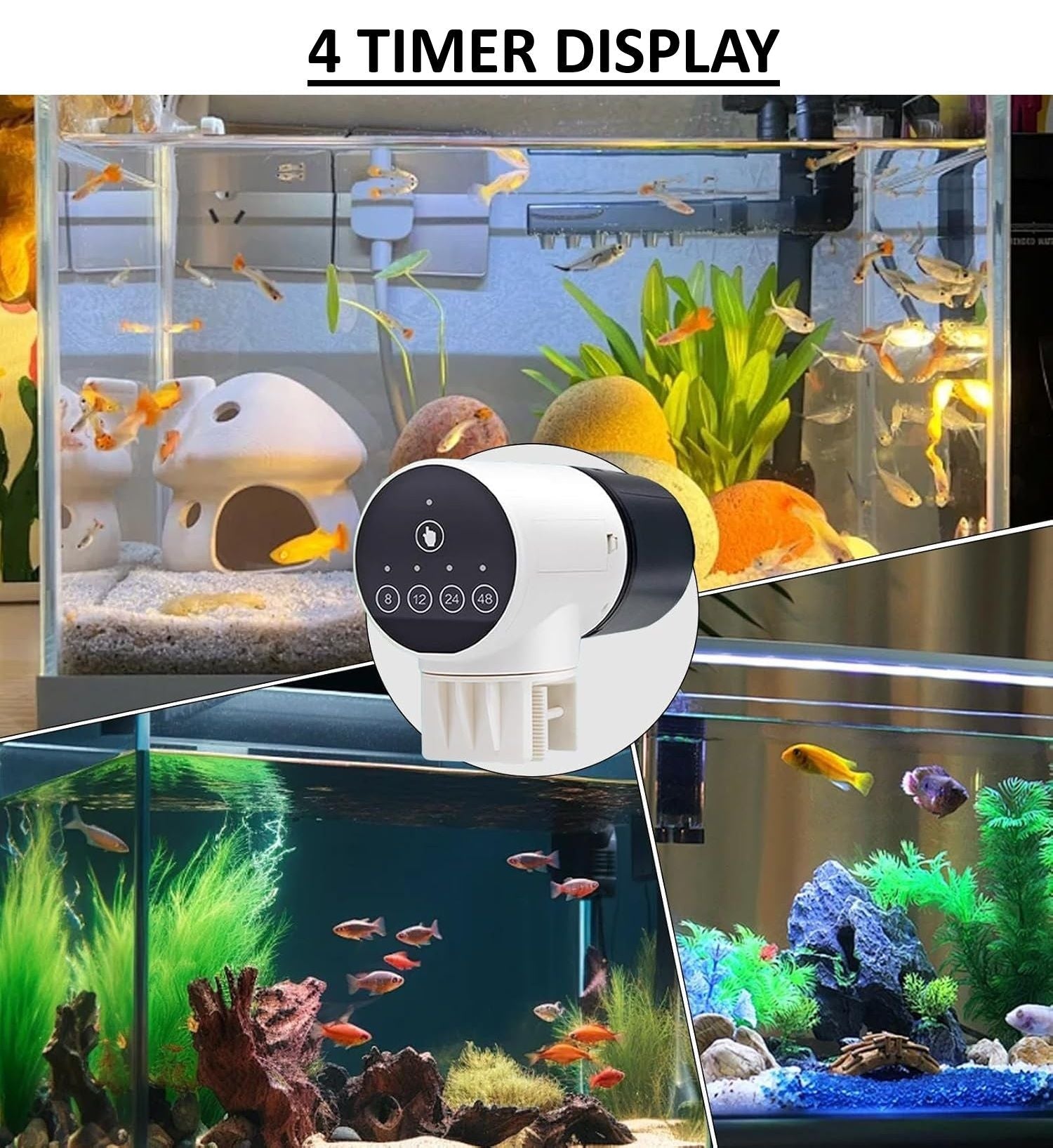 Automatic Fish Feeder with Timer, Moistureproof Dispenser & Rechargeable Feeding for Aquarium or Tank - Black - Pet Care > Aquarium > Fish Food - Rivercity House & Home Co. (ABN 18 642 972 209) - Affordable Modern Furniture Australia