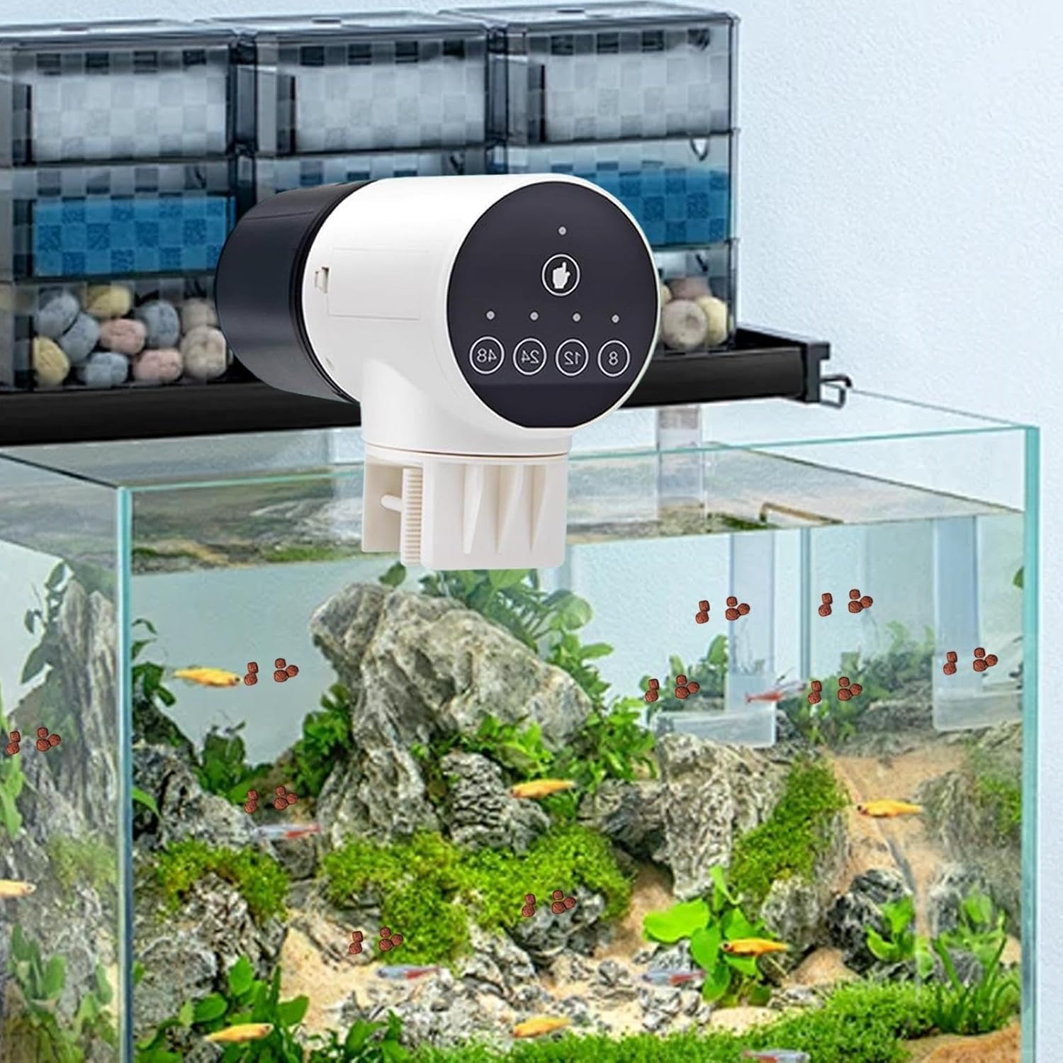 Automatic Fish Feeder with Timer, Moistureproof Dispenser & Rechargeable Feeding for Aquarium or Tank - Black - Pet Care > Aquarium > Fish Food - Rivercity House & Home Co. (ABN 18 642 972 209) - Affordable Modern Furniture Australia