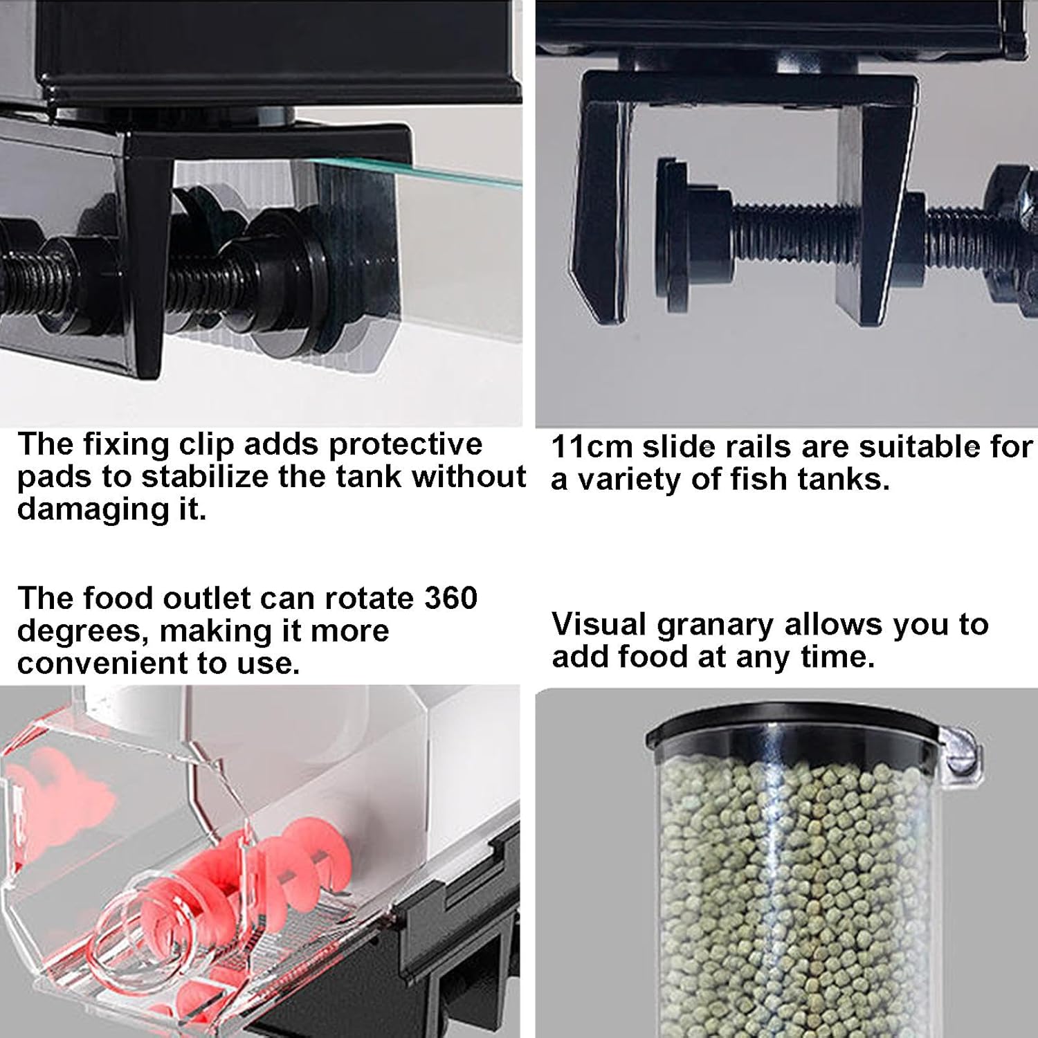 Automatic Fish Feeder with Timer, Moistureproof Dispenser & Rechargeable Feeding for Aquarium or Tank - Black - Pet Care > Aquarium > Fish Food - Rivercity House & Home Co. (ABN 18 642 972 209) - Affordable Modern Furniture Australia