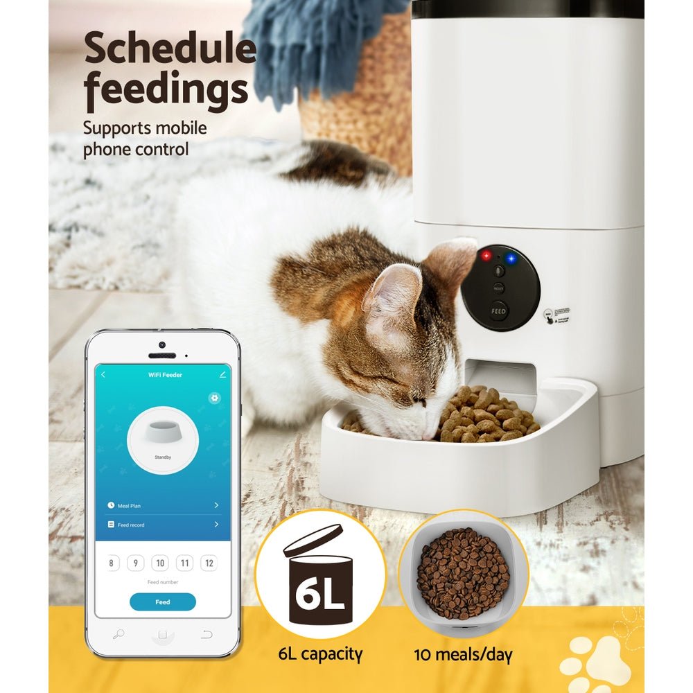Automatic Pet Feeder 6L Wifi Auto Dog Cat Smart Food Dispenser Timer - Pet Care > Dog Supplies > Dog Bowls, Feeders & Waterers - Rivercity House & Home Co. (ABN 18 642 972 209) - Affordable Modern Furniture Australia