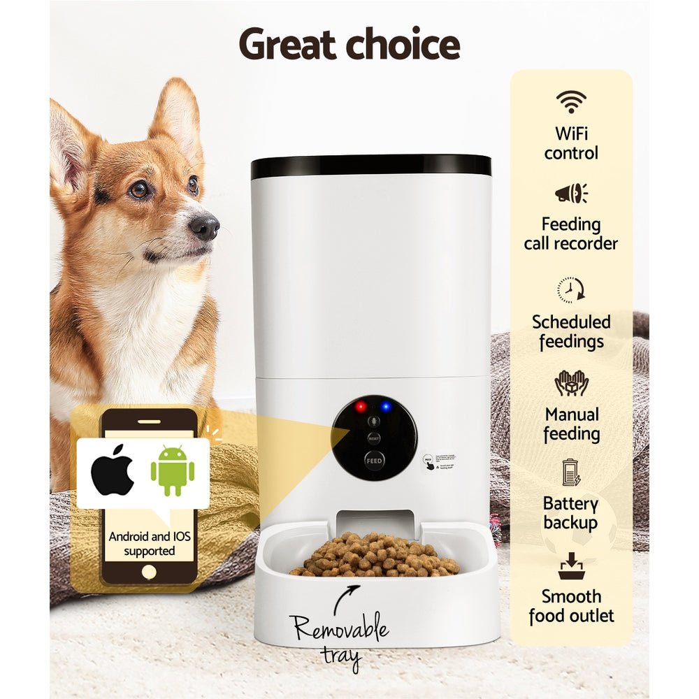 Automatic Pet Feeder 6L Wifi Auto Dog Cat Smart Food Dispenser Timer - Pet Care > Dog Supplies > Dog Bowls, Feeders & Waterers - Rivercity House & Home Co. (ABN 18 642 972 209) - Affordable Modern Furniture Australia