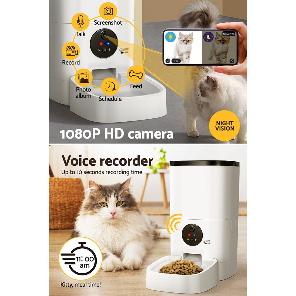 Automatic Pet Feeder 6L Wifi Camera Dog Cat Smart Food Dispenser Timer - Pet Care > Dog Supplies > Dog Bowls, Feeders & Waterers - Rivercity House & Home Co. (ABN 18 642 972 209) - Affordable Modern Furniture Australia