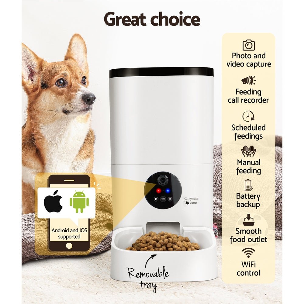 Automatic Pet Feeder 6L Wifi Camera Dog Cat Smart Food Dispenser Timer - Pet Care > Dog Supplies > Dog Bowls, Feeders & Waterers - Rivercity House & Home Co. (ABN 18 642 972 209) - Affordable Modern Furniture Australia