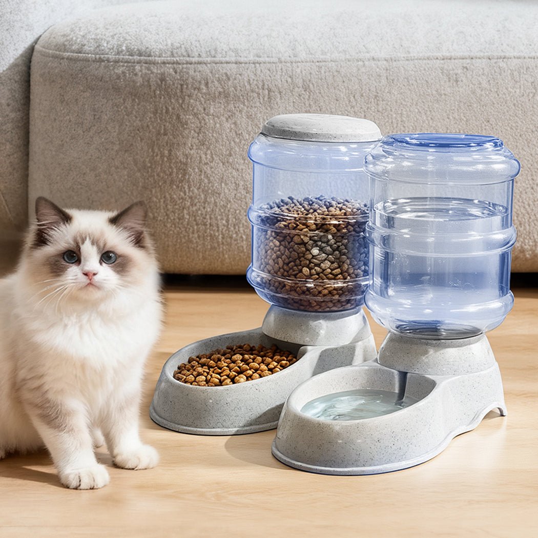 Automatic Pet Feeder and Water Dispenser Set 3.5L - White - Rivercity House & Home Co. (ABN 18 642 972 209) - Affordable Modern Furniture Australia