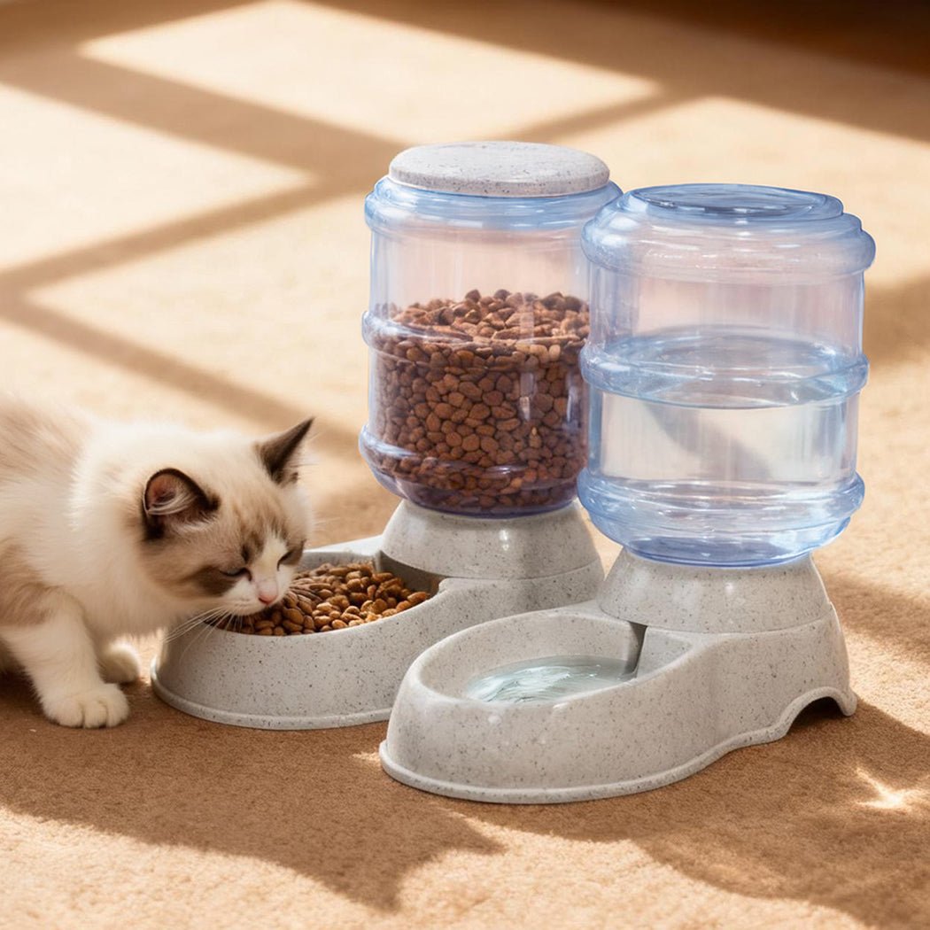 Automatic Pet Feeder and Water Dispenser Set 3.5L - White - Rivercity House & Home Co. (ABN 18 642 972 209) - Affordable Modern Furniture Australia