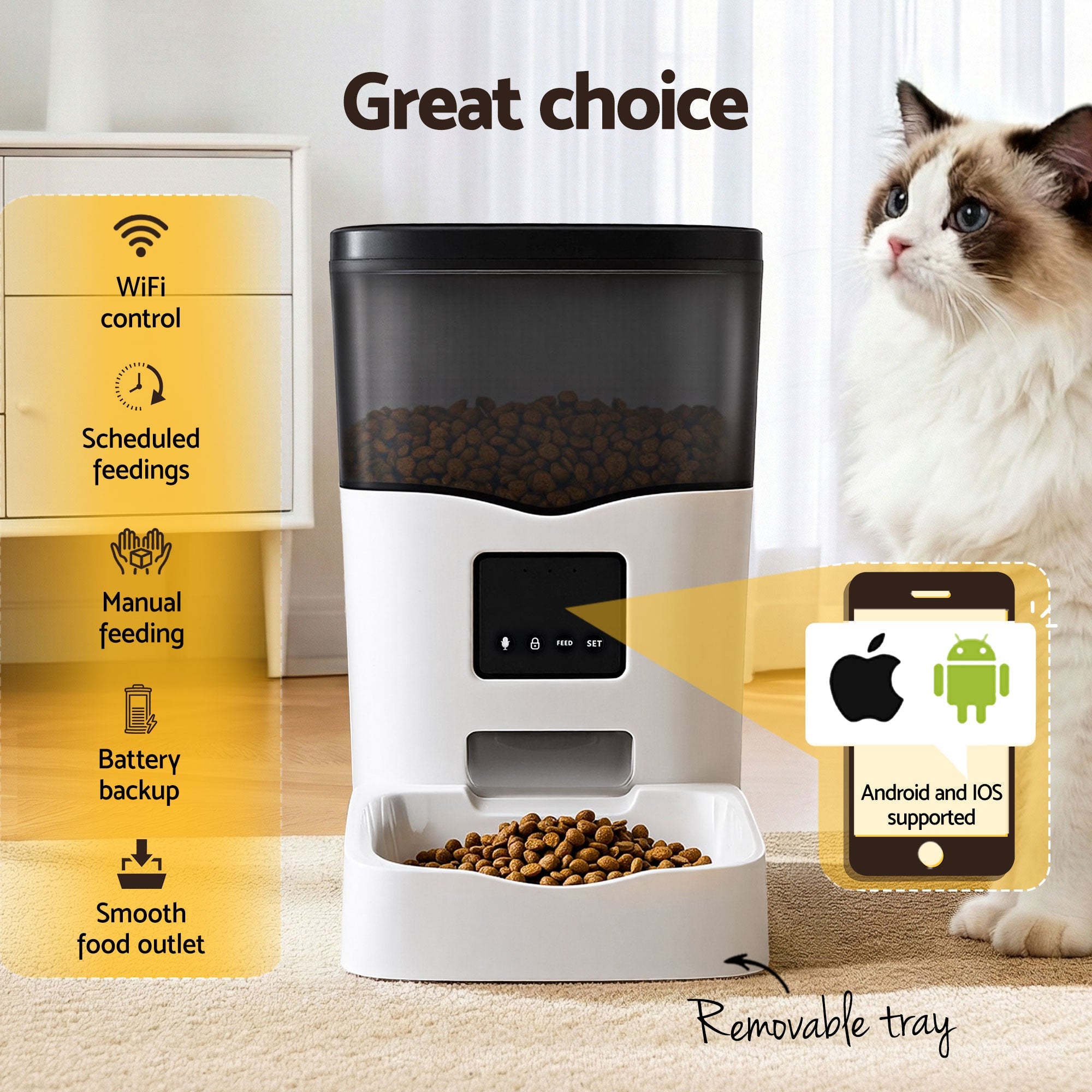 Automatic Pet Feeder Dog Cat Feeder Wifi 3L Auto Smart Food Dispenser - Pet Care > Dog Supplies > Dog Bowls, Feeders & Waterers - Rivercity House & Home Co. (ABN 18 642 972 209) - Affordable Modern Furniture Australia