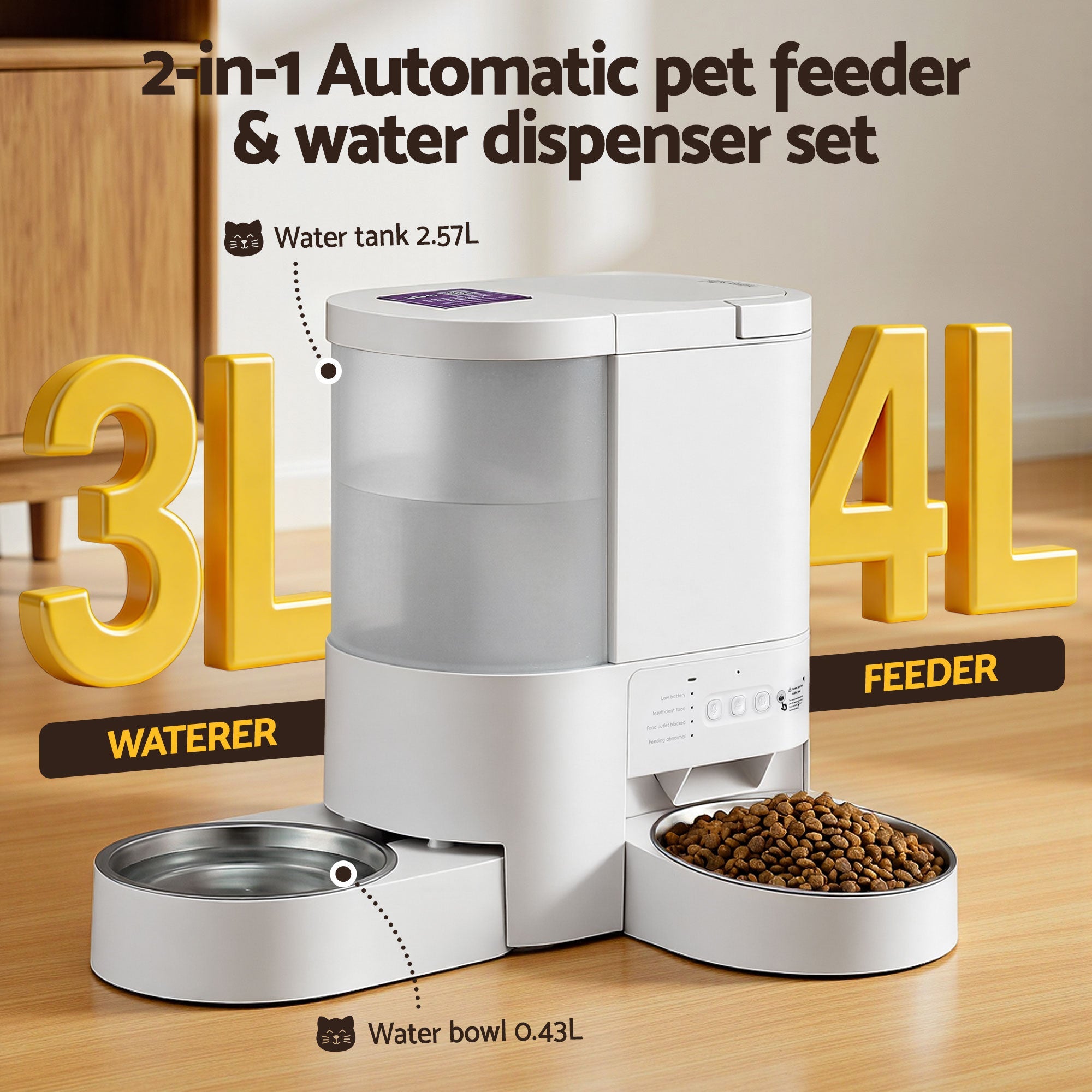 Automatic Pet Feeder Water Dispenser 2 - in - 1 Smart WiFi Dog Cat Food 4L - Pet Care > Cat Supplies > Cat Bowls, Feeders & Waterers - Rivercity House & Home Co. (ABN 18 642 972 209) - Affordable Modern Furniture Australia