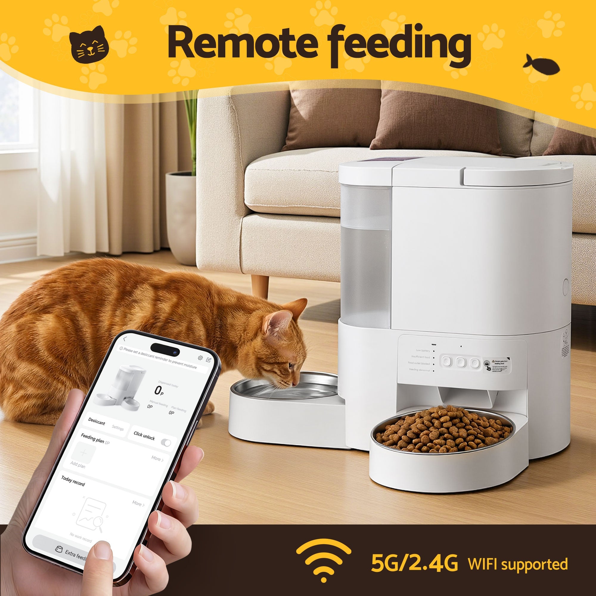 Automatic Pet Feeder Water Dispenser 2 - in - 1 Smart WiFi Dog Cat Food 4L - Pet Care > Cat Supplies > Cat Bowls, Feeders & Waterers - Rivercity House & Home Co. (ABN 18 642 972 209) - Affordable Modern Furniture Australia