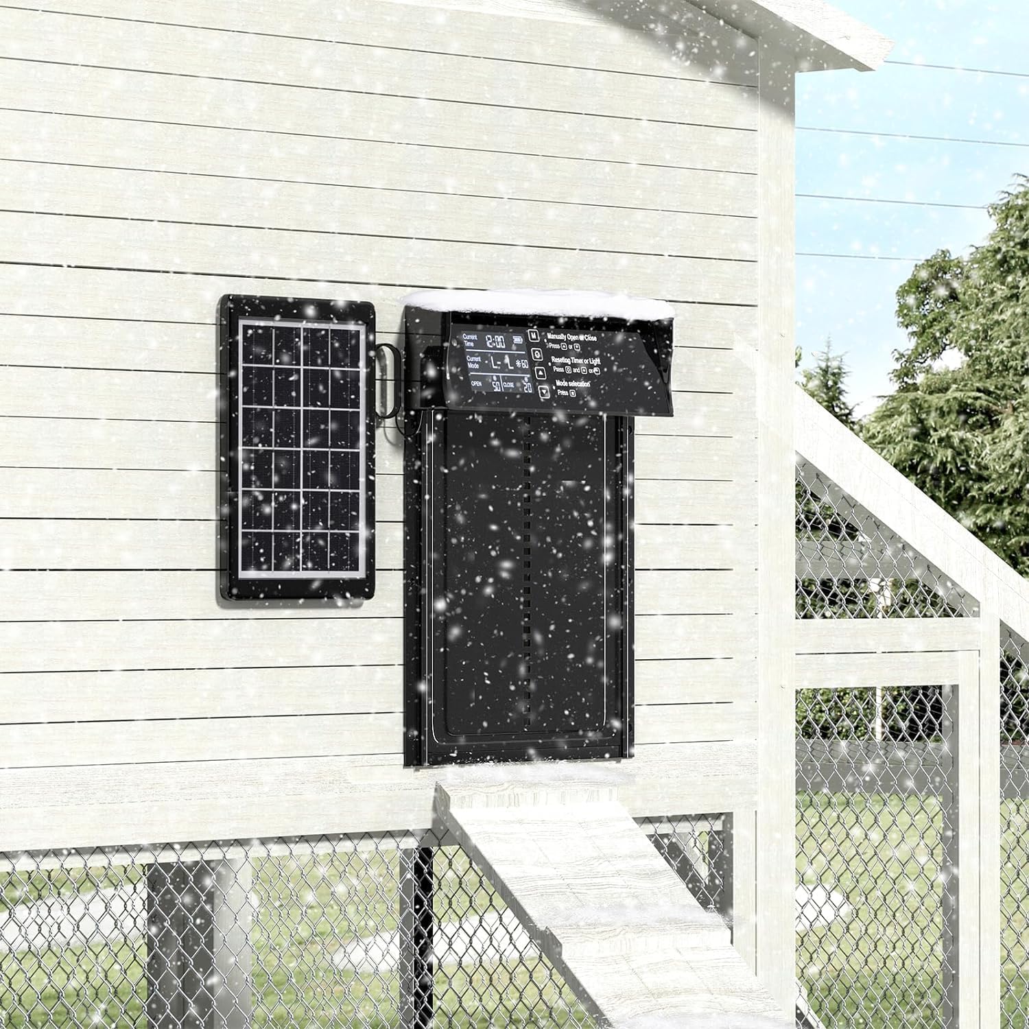Automatic Solar Powered Chicken Coop Door with 4 Mode Timer, Light Sensor, Anti - Pinch & USB Charging Port - Black - Pet Care > Coops & Hutches > Coop & Hutch Accessories - Rivercity House & Home Co. (ABN 18 642 972 209) - Affordable Modern Furniture Australia