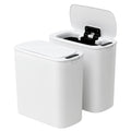 2PCS 11L Automatic Motion Sensor Trash Bin with Lid and Liner Holder - White
