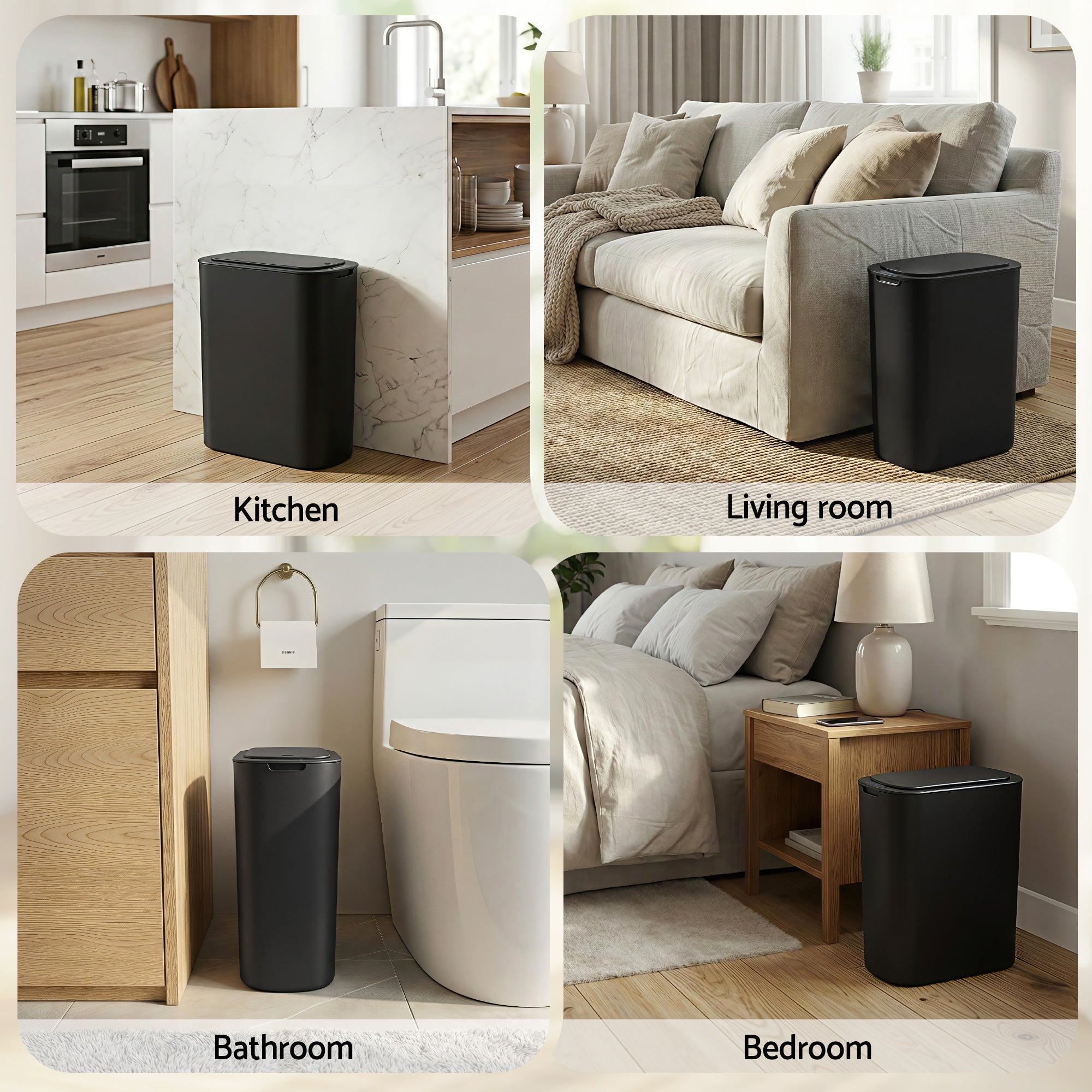 Automatic Trash Bin with Lid 25L Motion Sensor Kitchen Bin Touchless Garbage Can Plastic Slim Rubbish Bin with Liner Holder for Kitchen, Home, Office, Black - Home & Garden > Kitchen Bins > Automatic Bins - Rivercity House & Home Co. (ABN 18 642 972 209) - Affordable Modern Furniture Australia