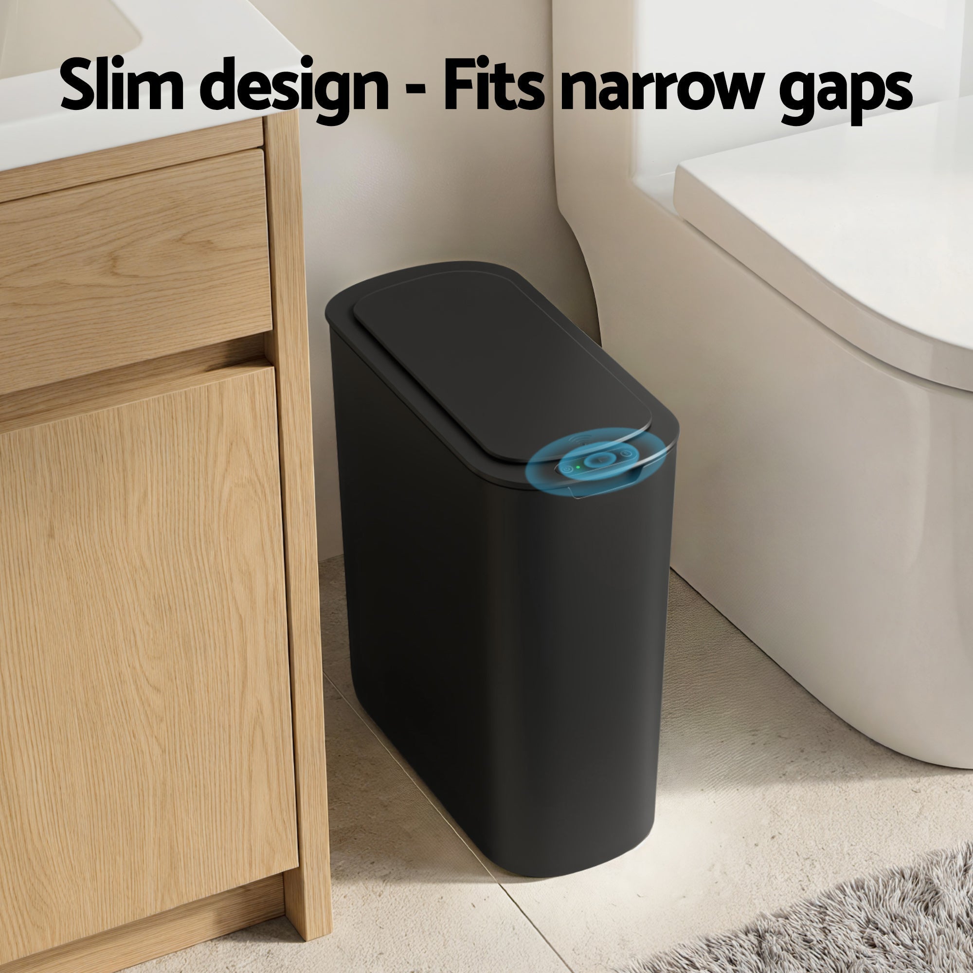 Automatic Trash Bin with Lid 25L Motion Sensor Kitchen Bin Touchless Garbage Can Plastic Slim Rubbish Bin with Liner Holder for Kitchen, Home, Office, Black - Home & Garden > Kitchen Bins > Automatic Bins - Rivercity House & Home Co. (ABN 18 642 972 209) - Affordable Modern Furniture Australia