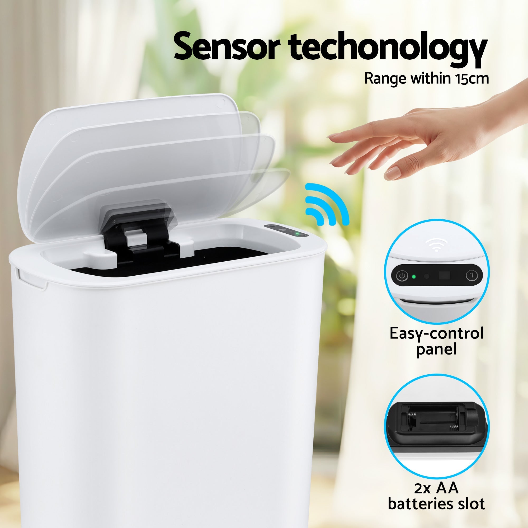 Automatic Trash Bin with Lid 25L Motion Sensor Kitchen Bin Touchless Garbage Can Plastic Slim Rubbish Bin with Liner Holder for Kitchen, Home, Office, White - Home & Garden > Kitchen Bins > Automatic Bins - Rivercity House & Home Co. (ABN 18 642 972 209) - Affordable Modern Furniture Australia
