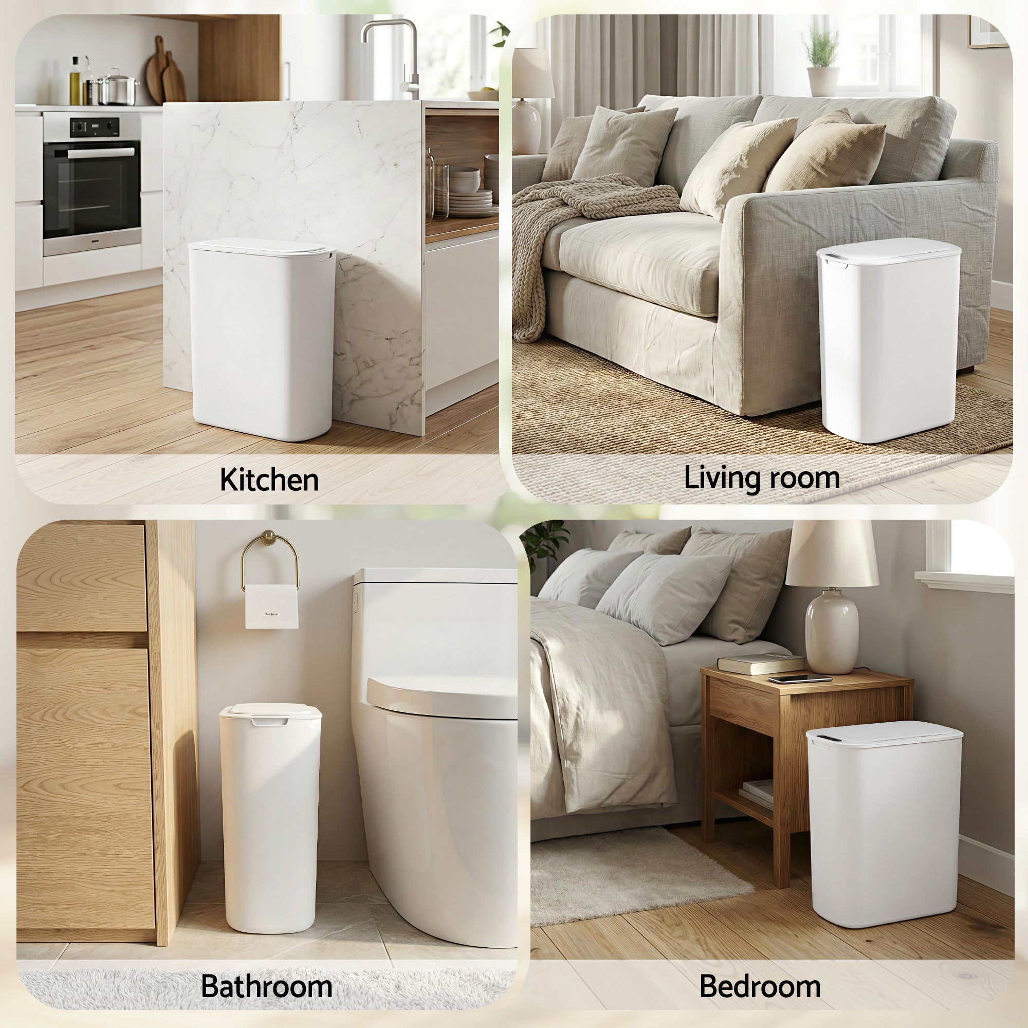 Automatic Trash Bin with Lid 25L Motion Sensor Kitchen Bin Touchless Garbage Can Plastic Slim Rubbish Bin with Liner Holder for Kitchen, Home, Office, White - Home & Garden > Kitchen Bins > Automatic Bins - Rivercity House & Home Co. (ABN 18 642 972 209) - Affordable Modern Furniture Australia