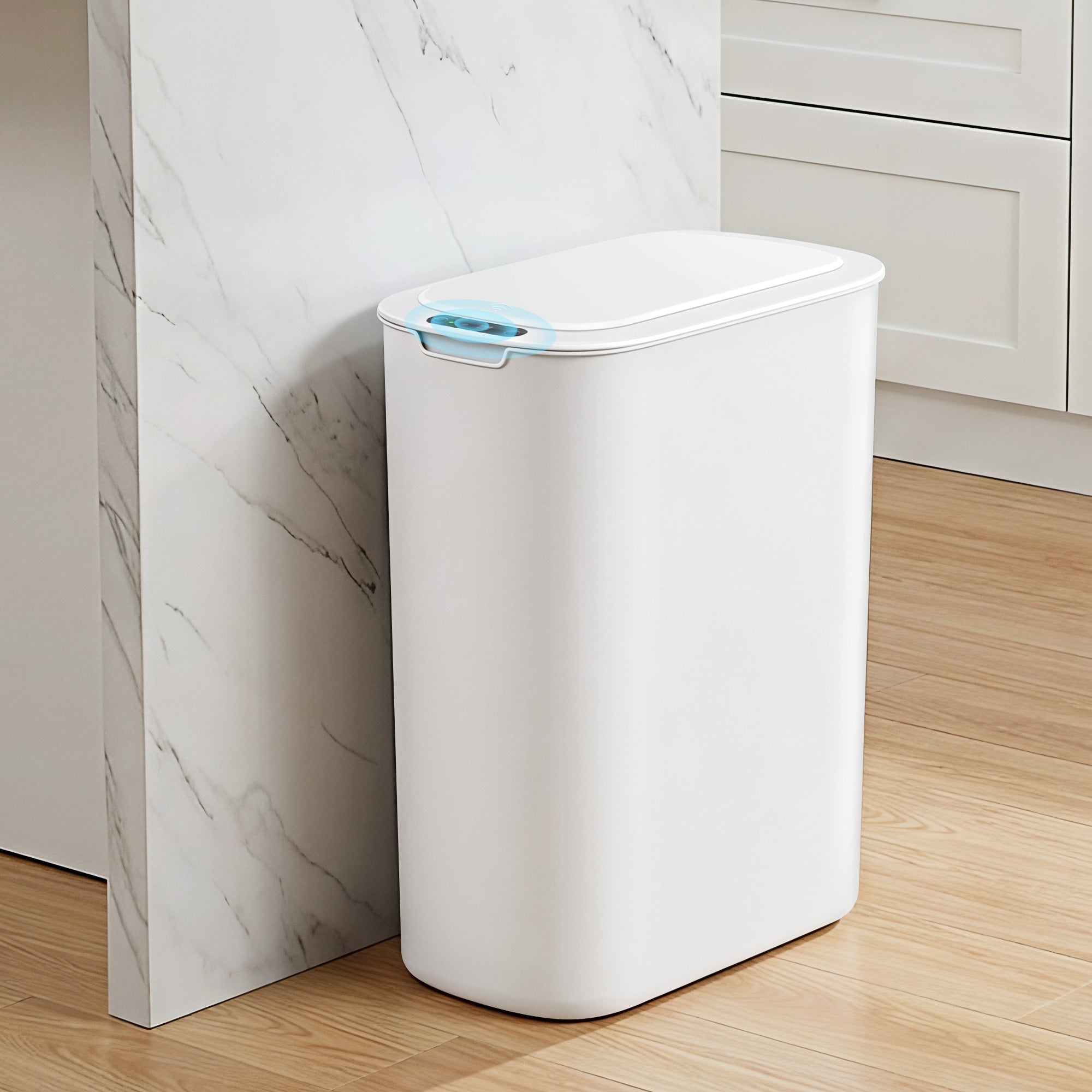 Automatic Trash Bin with Lid 25L Motion Sensor Kitchen Bin Touchless Garbage Can Plastic Slim Rubbish Bin with Liner Holder for Kitchen, Home, Office, White - Home & Garden > Kitchen Bins > Automatic Bins - Rivercity House & Home Co. (ABN 18 642 972 209) - Affordable Modern Furniture Australia