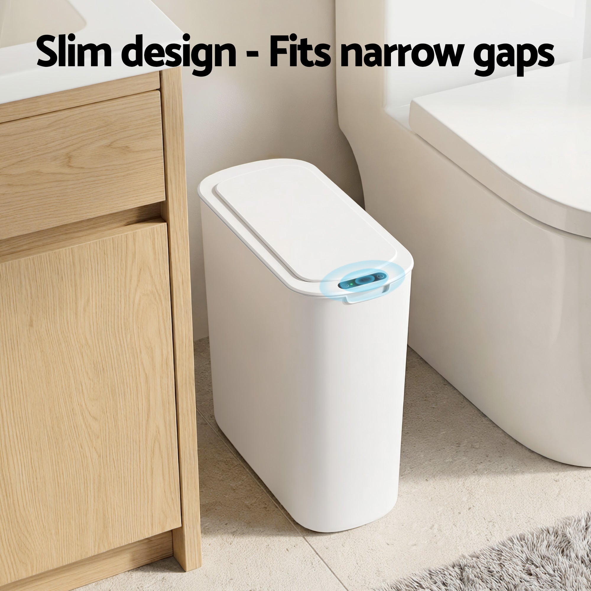 Automatic Trash Bin with Lid 25L Motion Sensor Kitchen Bin Touchless Garbage Can Plastic Slim Rubbish Bin with Liner Holder for Kitchen, Home, Office, White - Home & Garden > Kitchen Bins > Automatic Bins - Rivercity House & Home Co. (ABN 18 642 972 209) - Affordable Modern Furniture Australia