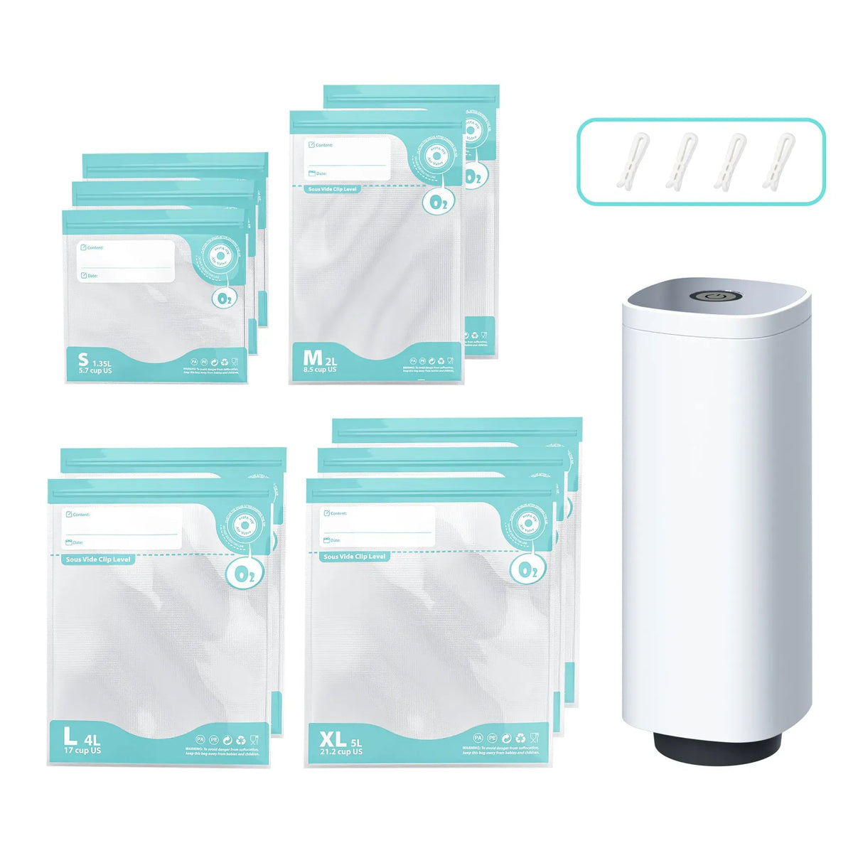 Automatic Vacuum Sealer Kit with 10 Reusable Bags - White - Home & Garden > Kitchenware > Kitchen Knives - Rivercity House & Home Co. (ABN 18 642 972 209) - Affordable Modern Furniture Australia