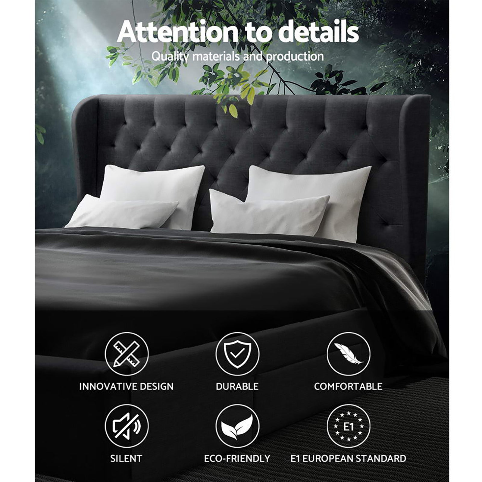 Avalon King Bed Frame with Drawers Charcoal - Rivercity House & Home Co. (ABN 18 642 972 209) - Affordable Modern Furniture Australia