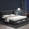Avalon Queen Bed With Drawers Charcoal