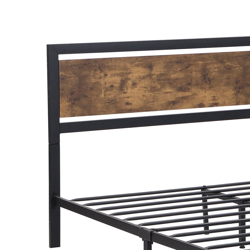 Axel Industrial Queen Bed Frame with Storage Drawers – Brown - Rivercity House & Home Co. (ABN 18 642 972 209) - Affordable Modern Furniture Australia