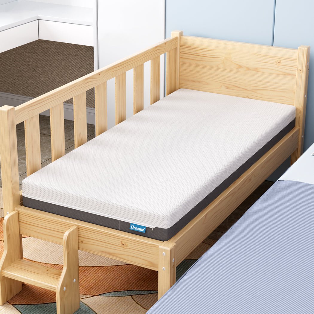 Baby Kids Gel Memory Foam Mattress with Reversible Firmness - White/Black - Rivercity House & Home Co. (ABN 18 642 972 209) - Affordable Modern Furniture Australia