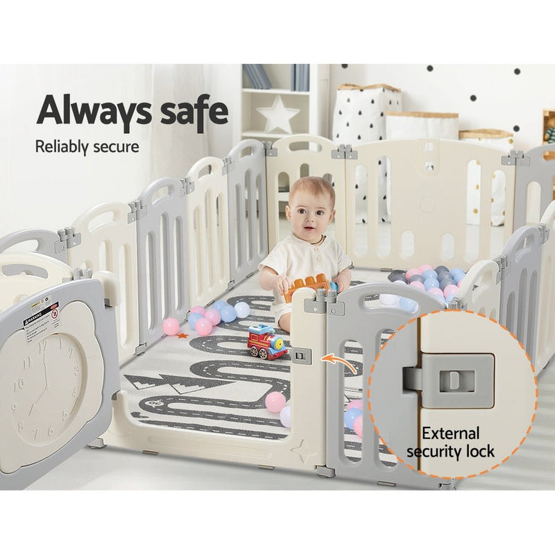 Baby Playpen 16 Panels Foldable Toddler Fence Safety Play Activity Centre - Baby & Kids > Nursing - Rivercity House & Home Co. (ABN 18 642 972 209) - Affordable Modern Furniture Australia