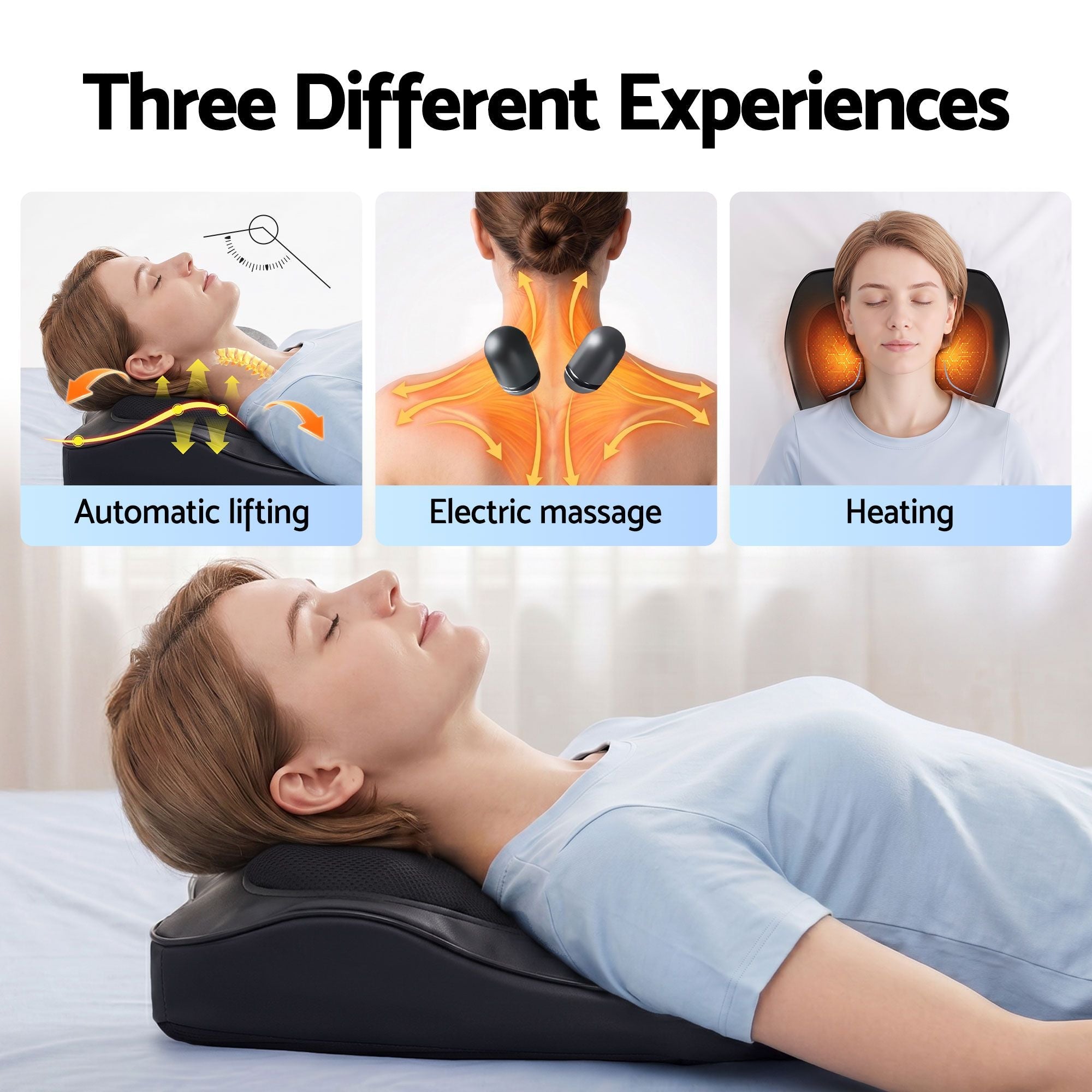 Back Massager with Heat and Traction, Neck and Shoulder Massage Pillow, Ergonomic Backrest for Office Chair & Sofa, Lumbar Support Cushion with 2 - Level Thermal Relief, 6 Modes for Cervical & Full Body Pain Relief, Large - Health & Beauty > Massage & Relaxation > Massagers - Rivercity House & Home Co. (ABN 18 642 972 209) - Affordable Modern Furniture Australia