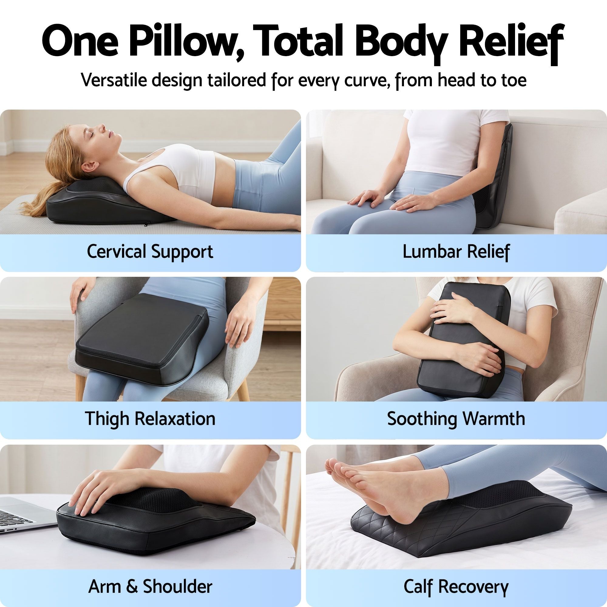 Back Massager with Heat and Traction, Neck and Shoulder Massage Pillow, Ergonomic Backrest for Office Chair & Sofa, Lumbar Support Cushion with 2 - Level Thermal Relief, 6 Modes for Cervical & Full Body Pain Relief, Large - Health & Beauty > Massage & Relaxation > Massagers - Rivercity House & Home Co. (ABN 18 642 972 209) - Affordable Modern Furniture Australia