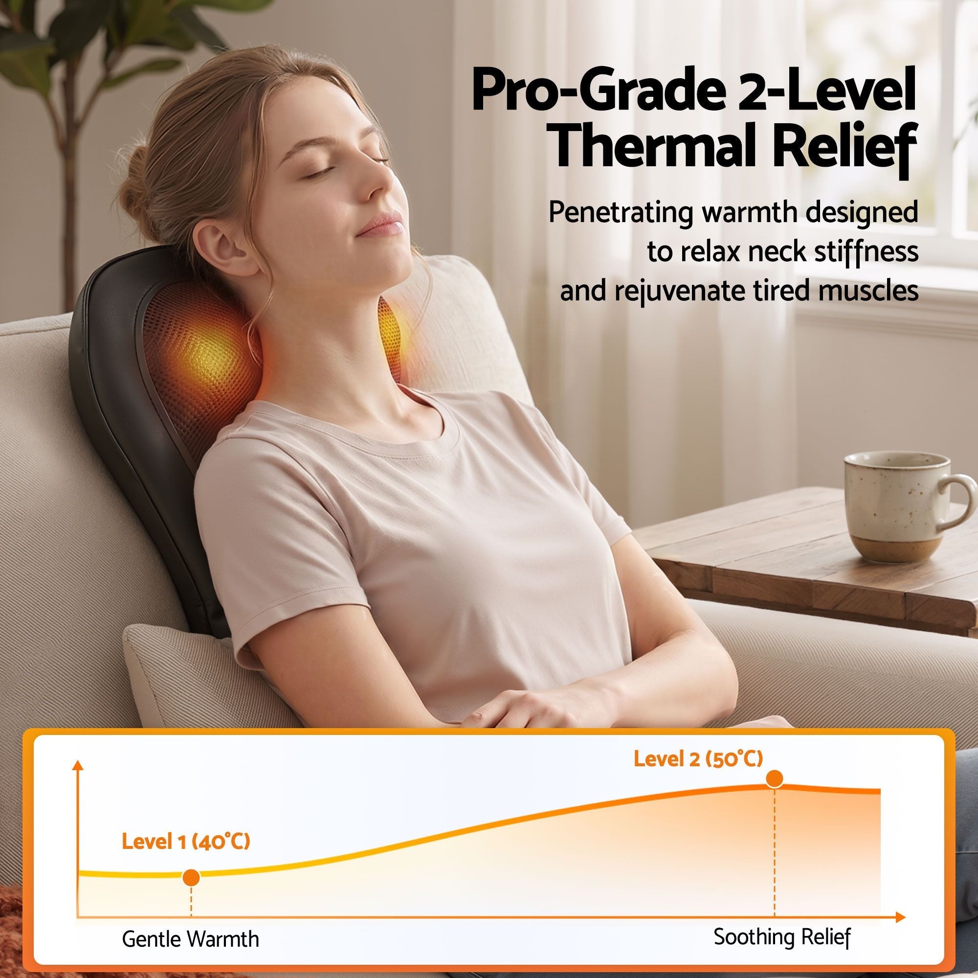Back Massager with Heat and Traction, Neck and Shoulder Massage Pillow, Ergonomic Backrest for Office Chair & Sofa, Lumbar Support Cushion with 2 - Level Thermal Relief, 6 Modes for Cervical & Full Body Pain Relief, Large - Health & Beauty > Massage & Relaxation > Massagers - Rivercity House & Home Co. (ABN 18 642 972 209) - Affordable Modern Furniture Australia