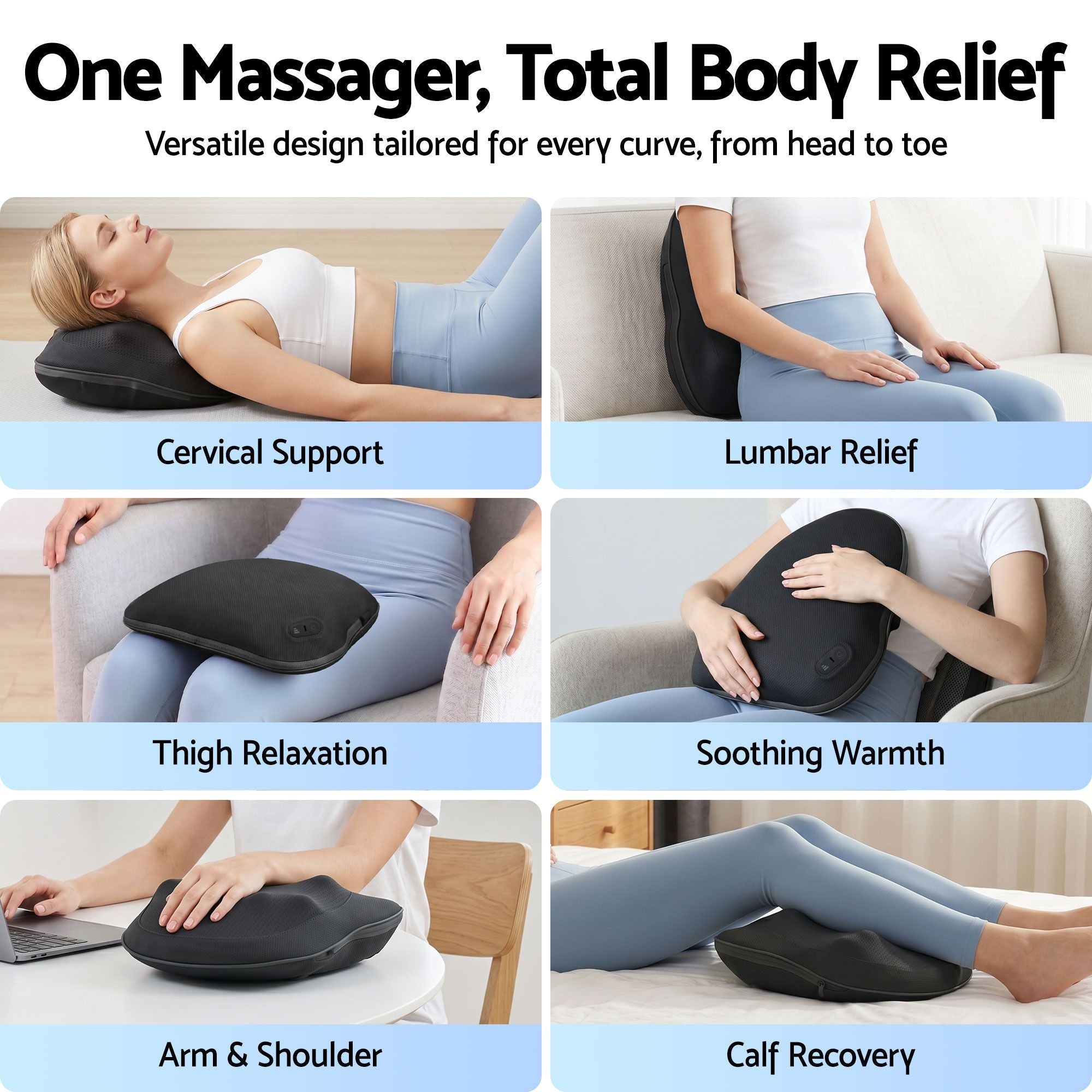 Back Massager with Heat, Cordless Electric Neck & Shoulder Massager Pillow, 3 - Speed Deep Tissue Kneading for Lumbar, Thigh & Calf, Portable Muscle Relief for Home & Office Use - Health & Beauty > Massage & Relaxation > Massagers - Rivercity House & Home Co. (ABN 18 642 972 209) - Affordable Modern Furniture Australia