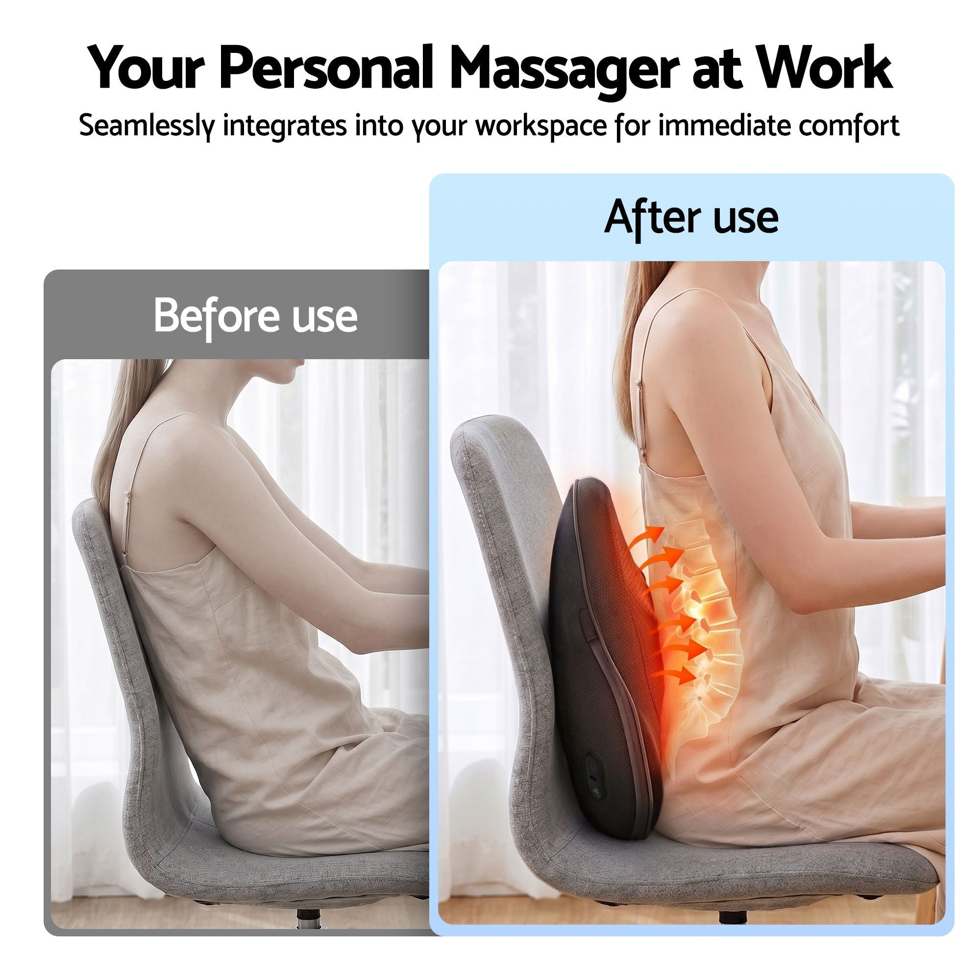 Back Massager with Heat, Cordless Electric Neck & Shoulder Massager Pillow, 3 - Speed Deep Tissue Kneading for Lumbar, Thigh & Calf, Portable Muscle Relief for Home & Office Use - Health & Beauty > Massage & Relaxation > Massagers - Rivercity House & Home Co. (ABN 18 642 972 209) - Affordable Modern Furniture Australia