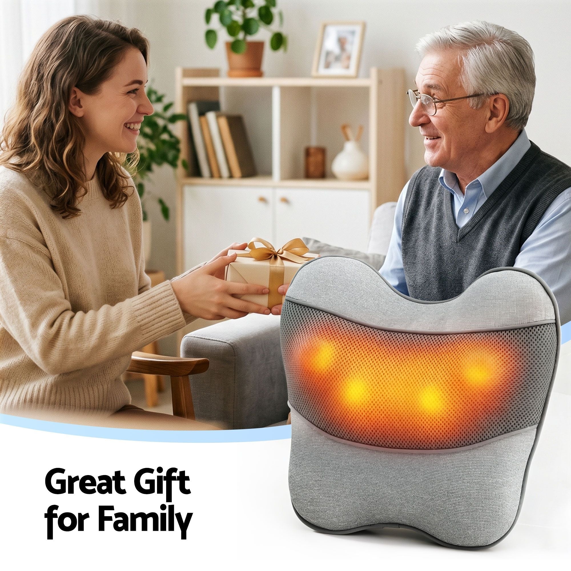 Back Massager with Heat, USB Neck and Shoulder Massage Pillow, 3 - Speed Ergonomic Lumbar Support Cushion for Office Chair, Portable Muscle Relief for Back, Thigh & Calf, Grey - Health & Beauty > Massage & Relaxation > Massagers - Rivercity House & Home Co. (ABN 18 642 972 209) - Affordable Modern Furniture Australia