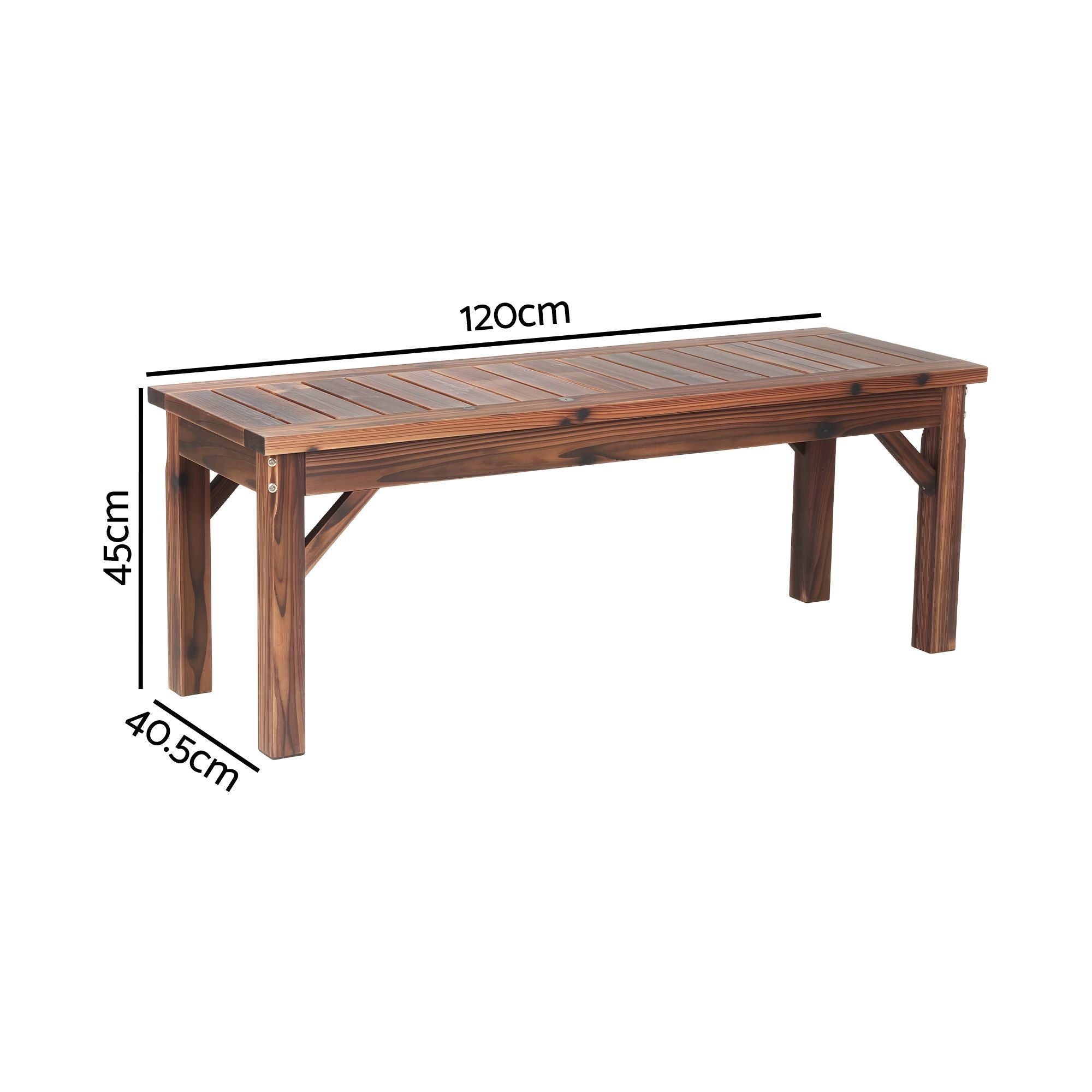 Backless Garden Bench 120cm Solid Fir Wood Seat - Brown - Furniture > Outdoor > Outdoor Chairs - Rivercity House & Home Co. (ABN 18 642 972 209) - Affordable Modern Furniture Australia