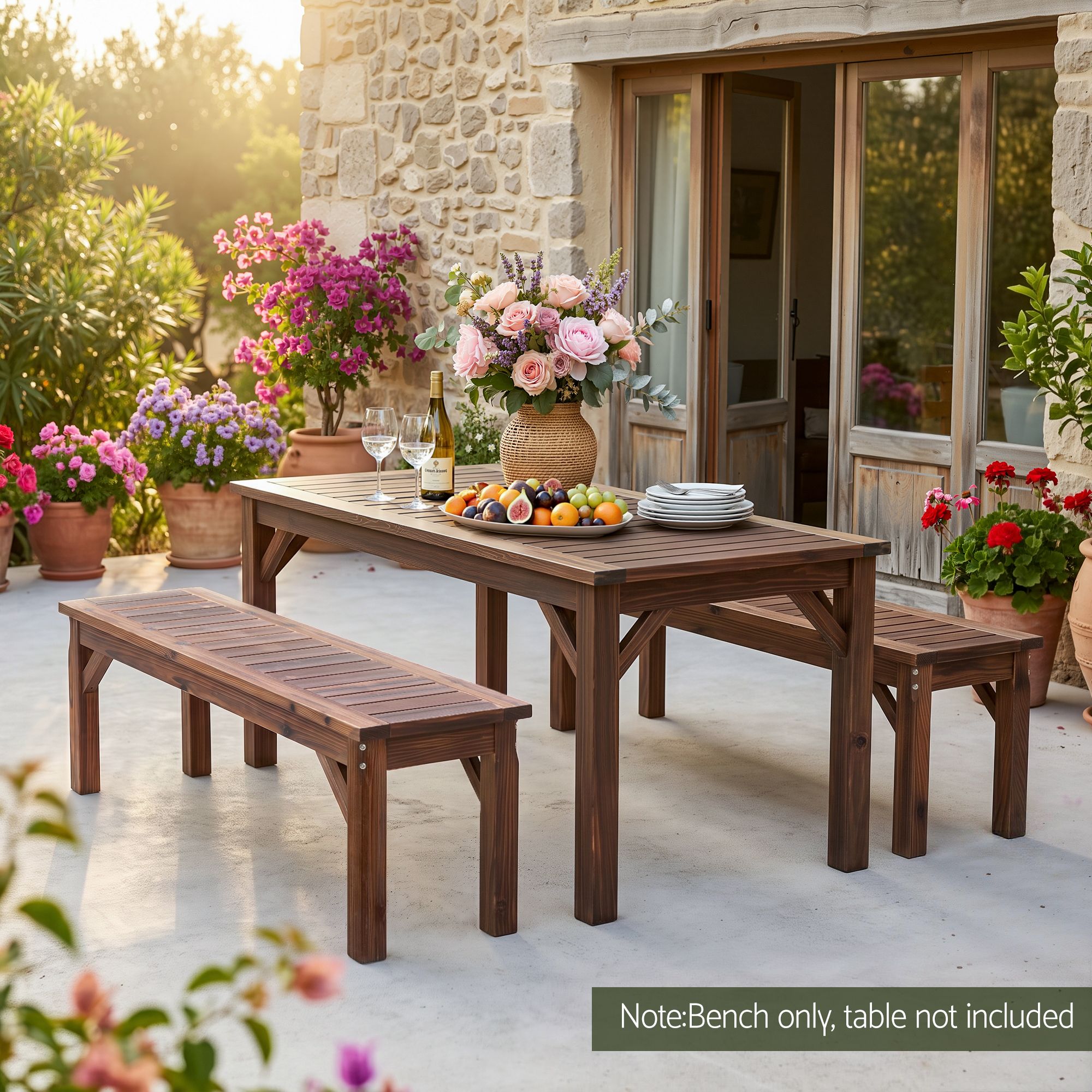 Backless Garden Bench 120cm Solid Fir Wood Seat - Brown - Furniture > Outdoor > Outdoor Chairs - Rivercity House & Home Co. (ABN 18 642 972 209) - Affordable Modern Furniture Australia