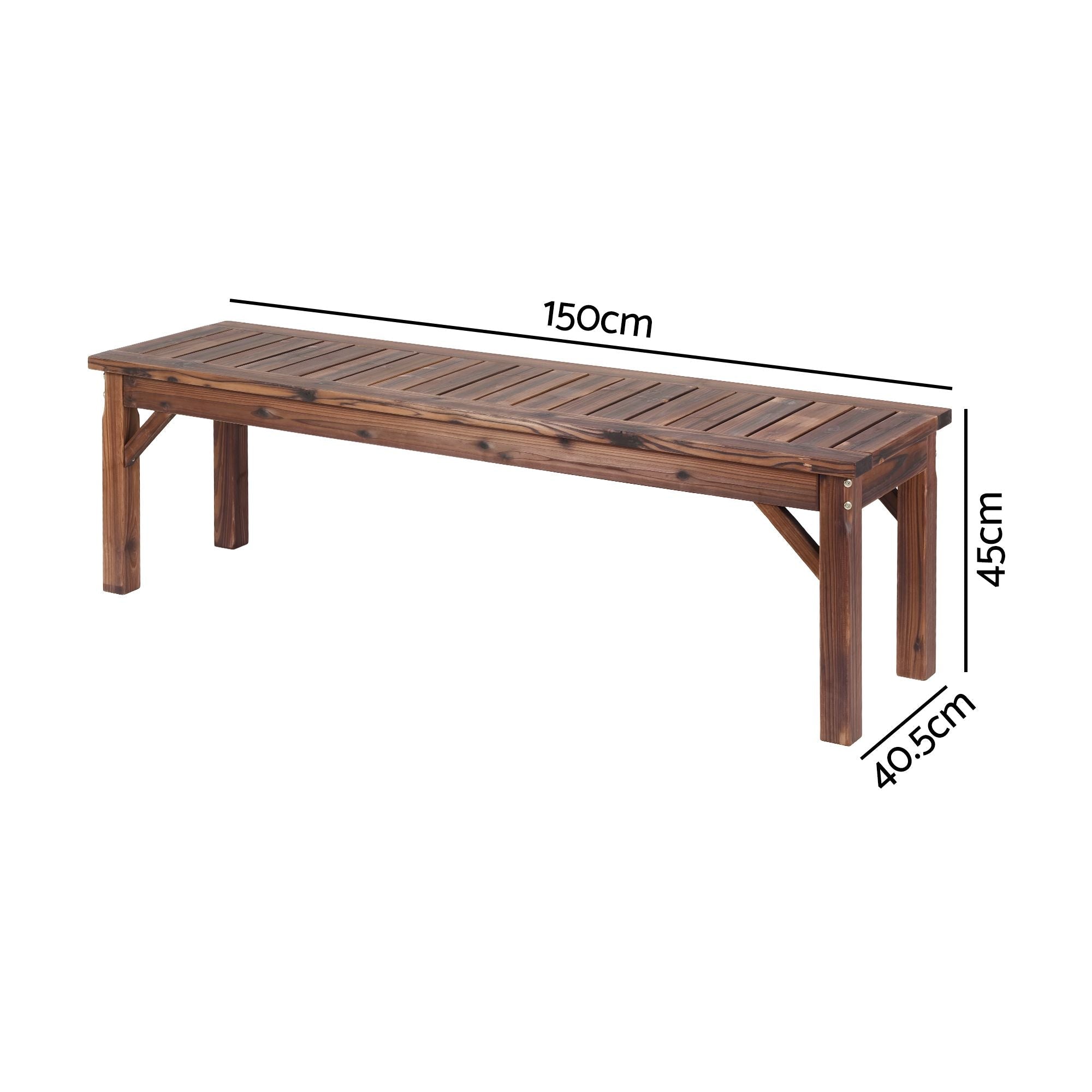 Backless Garden Bench 150cm Solid Fir Wood Seat - Brown - Furniture > Outdoor > Outdoor Chairs - Rivercity House & Home Co. (ABN 18 642 972 209) - Affordable Modern Furniture Australia