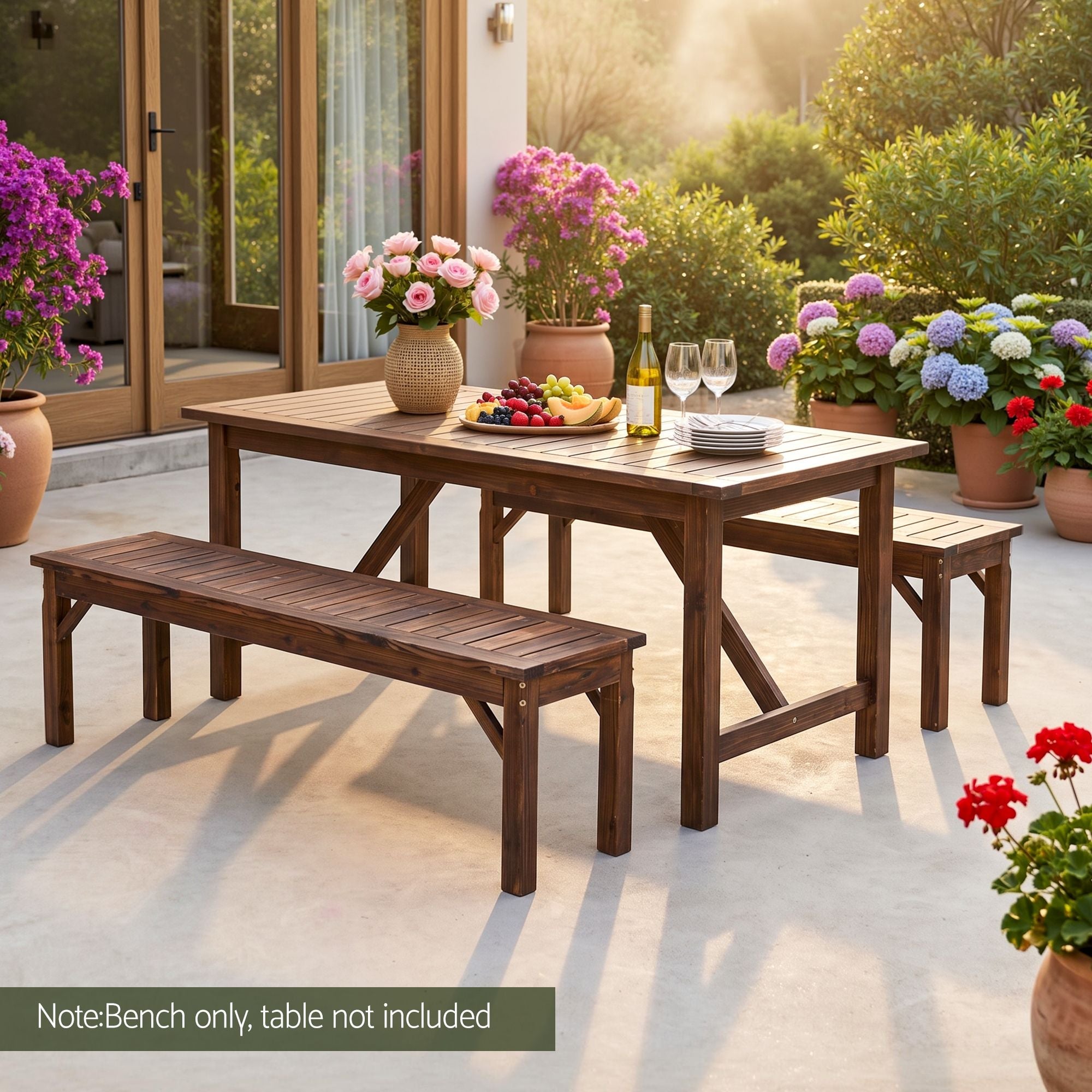 Backless Garden Bench 150cm Solid Fir Wood Seat - Brown - Furniture > Outdoor > Outdoor Chairs - Rivercity House & Home Co. (ABN 18 642 972 209) - Affordable Modern Furniture Australia