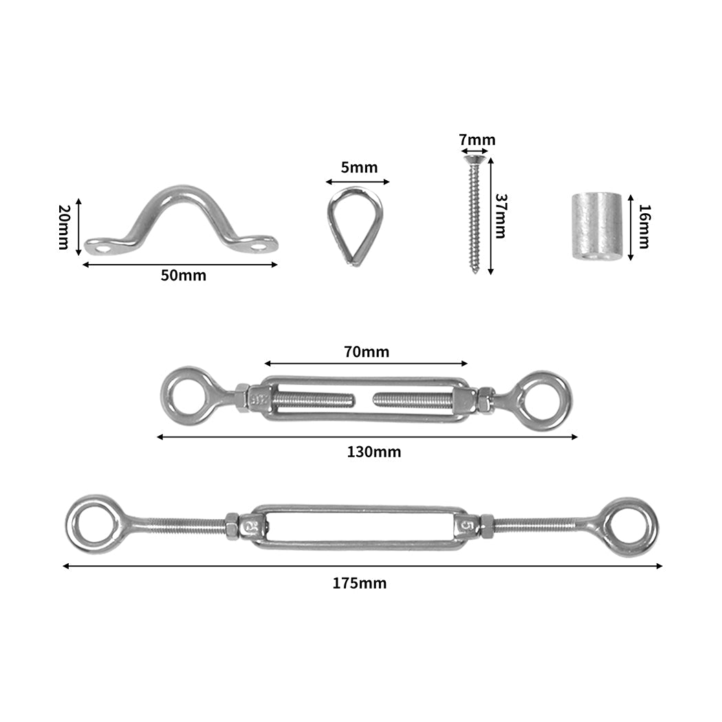 Balustrade Wire Rope Kit for 3.2mm Wire with Turnbuckles and Thimbles - Silver - Rivercity House & Home Co. (ABN 18 642 972 209) - Affordable Modern Furniture Australia