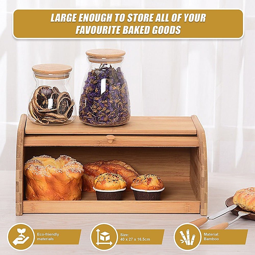 Bamboo Bread Bin Storage Box Kitchen Loaf Pastry Container - Home & Garden > Kitchenware > Kitchen Utensils - Rivercity House & Home Co. (ABN 18 642 972 209) - Affordable Modern Furniture Australia