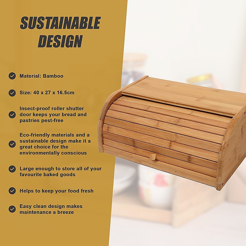 Bamboo Bread Bin Storage Box Kitchen Loaf Pastry Container - Home & Garden > Kitchenware > Kitchen Utensils - Rivercity House & Home Co. (ABN 18 642 972 209) - Affordable Modern Furniture Australia