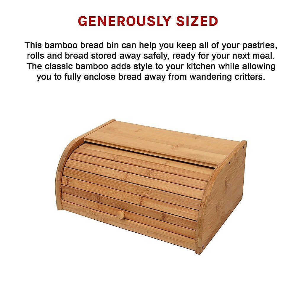 Bamboo Bread Bin Storage Box Kitchen Loaf Pastry Container - Home & Garden > Kitchenware > Kitchen Utensils - Rivercity House & Home Co. (ABN 18 642 972 209) - Affordable Modern Furniture Australia