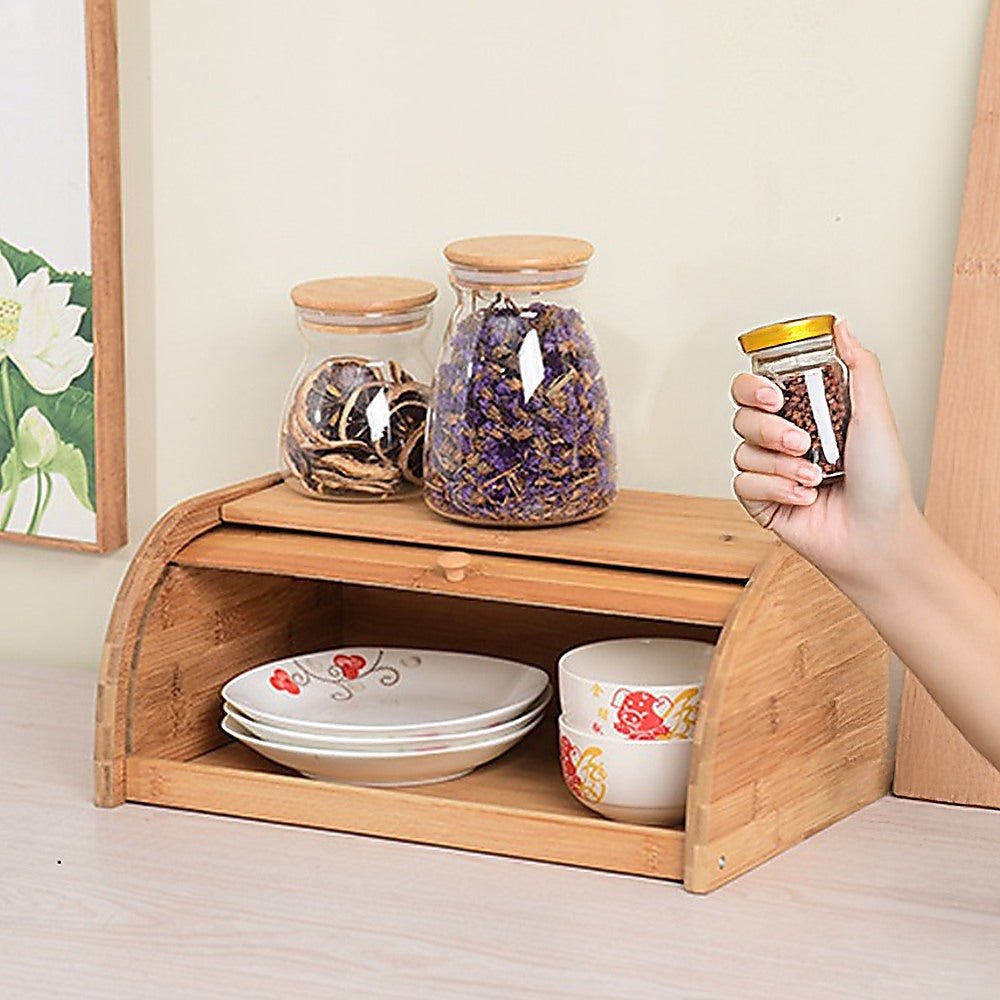 Bamboo Bread Bin Storage Box Kitchen Loaf Pastry Container - Home & Garden > Kitchenware > Kitchen Utensils - Rivercity House & Home Co. (ABN 18 642 972 209) - Affordable Modern Furniture Australia