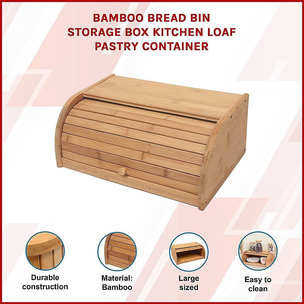 Bamboo Bread Bin Storage Box Kitchen Loaf Pastry Container - Home & Garden > Kitchenware > Kitchen Utensils - Rivercity House & Home Co. (ABN 18 642 972 209) - Affordable Modern Furniture Australia