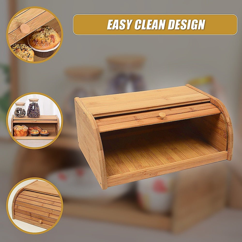 Bamboo Bread Bin Storage Box Kitchen Loaf Pastry Container - Home & Garden > Kitchenware > Kitchen Utensils - Rivercity House & Home Co. (ABN 18 642 972 209) - Affordable Modern Furniture Australia