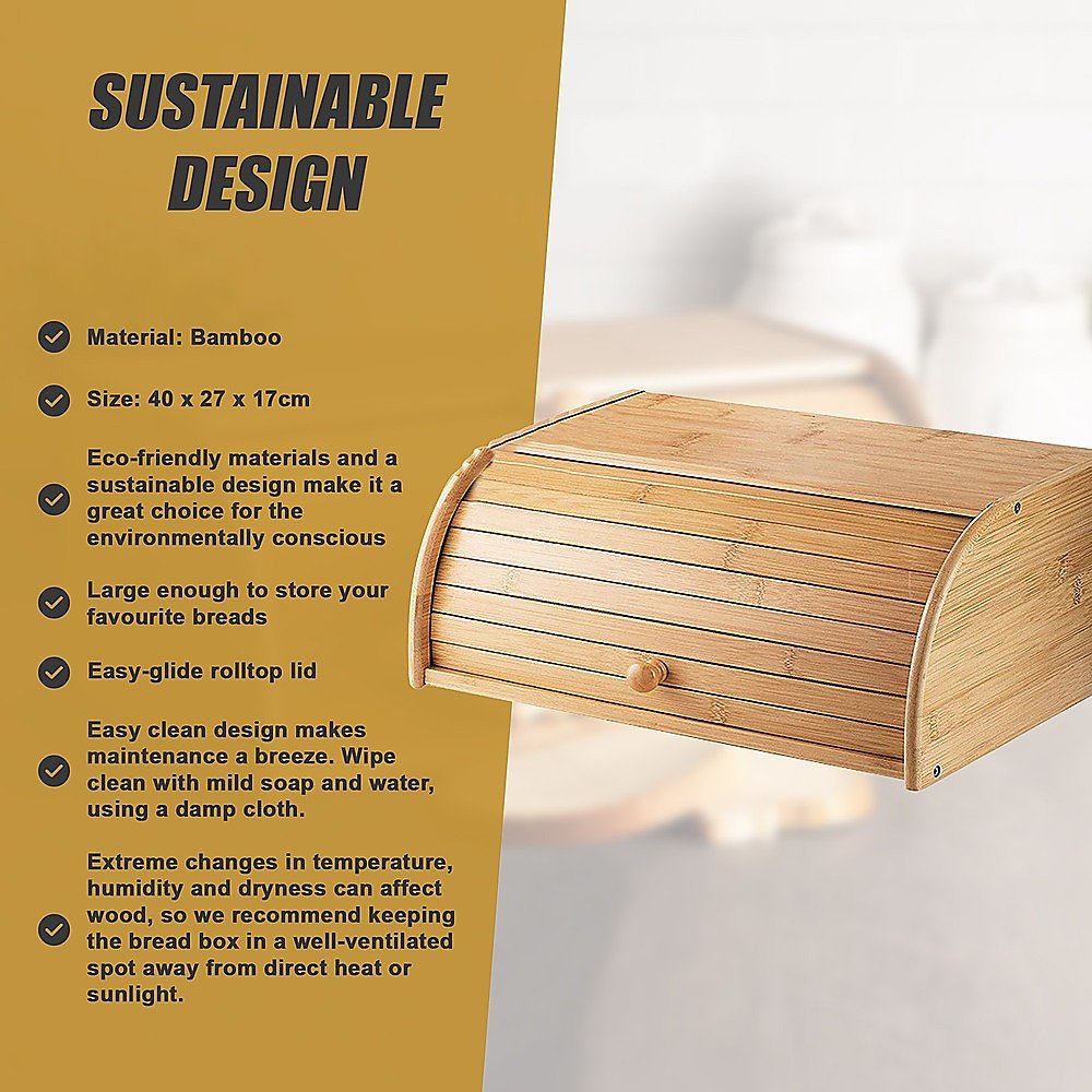 Bamboo Bread Box Kitchen Storage - Home & Garden > Kitchenware > Kitchen Utensils - Rivercity House & Home Co. (ABN 18 642 972 209) - Affordable Modern Furniture Australia