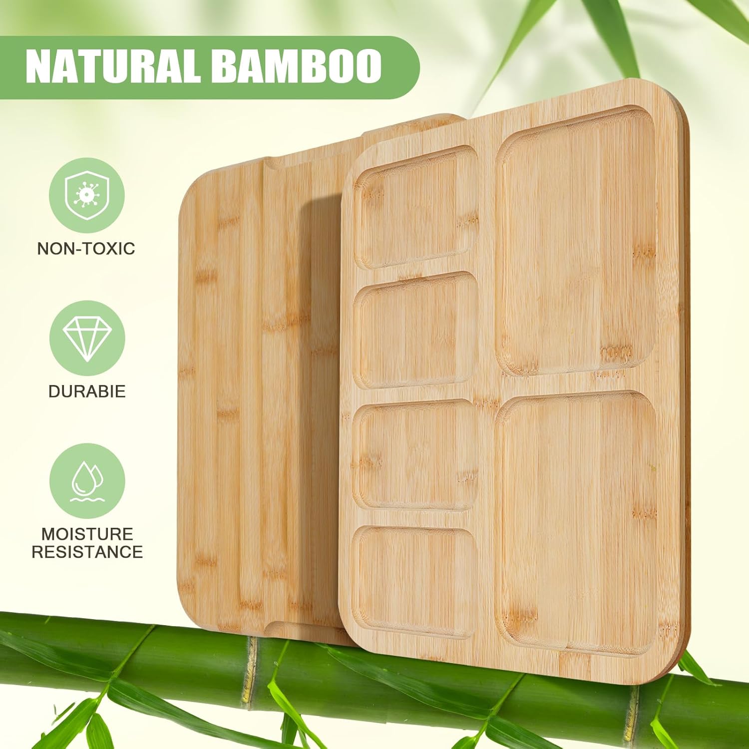 Bamboo Charcuterie Board with Lid & Handle ideal Gift for Kitchen, Party & Picnic (6 Compartments) - Home & Garden > Kitchenware > Bakeware & Accessories - Rivercity House & Home Co. (ABN 18 642 972 209) - Affordable Modern Furniture Australia