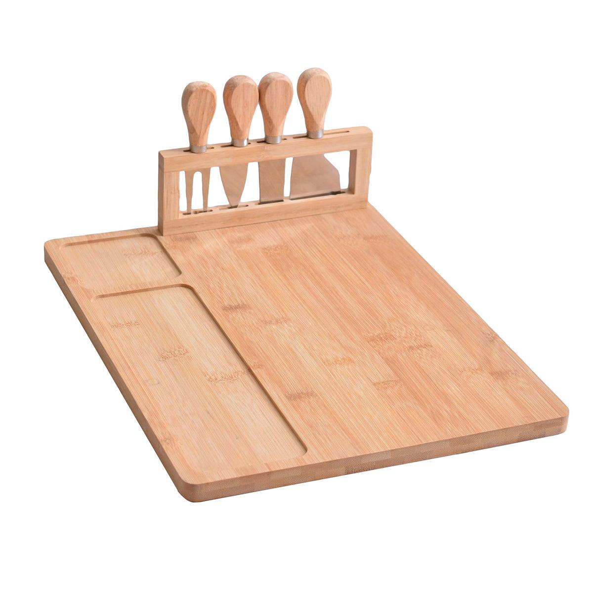 Bamboo Chopping Board Cheese Board Set with Knife Kitchen Charcuterie Serving - Home & Garden > Kitchenware > Kitchen Utensils - Rivercity House & Home Co. (ABN 18 642 972 209) - Affordable Modern Furniture Australia