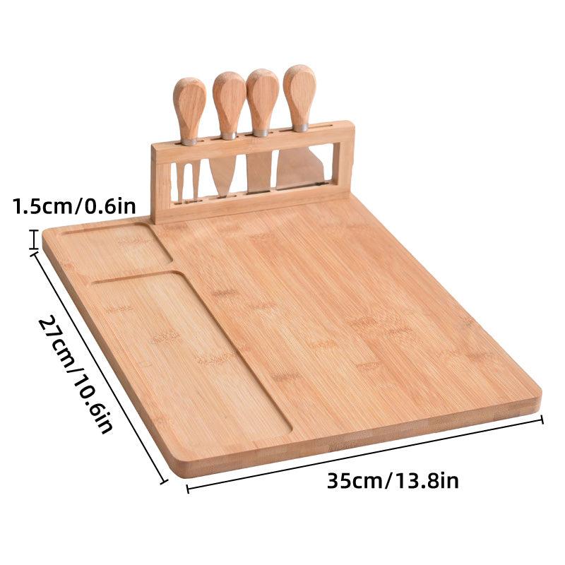 Bamboo Chopping Board Cheese Board Set with Knife Kitchen Charcuterie Serving - Home & Garden > Kitchenware > Kitchen Utensils - Rivercity House & Home Co. (ABN 18 642 972 209) - Affordable Modern Furniture Australia