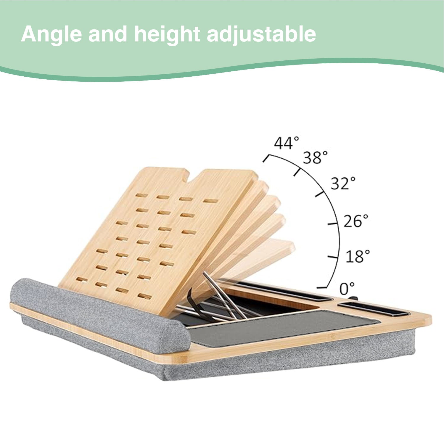 Bamboo Laptop Lap Desk with Cushion and Angle Adjustable for Office and Home - Electronics > Computer Accessories > Laptop Stands - Rivercity House & Home Co. (ABN 18 642 972 209) - Affordable Modern Furniture Australia