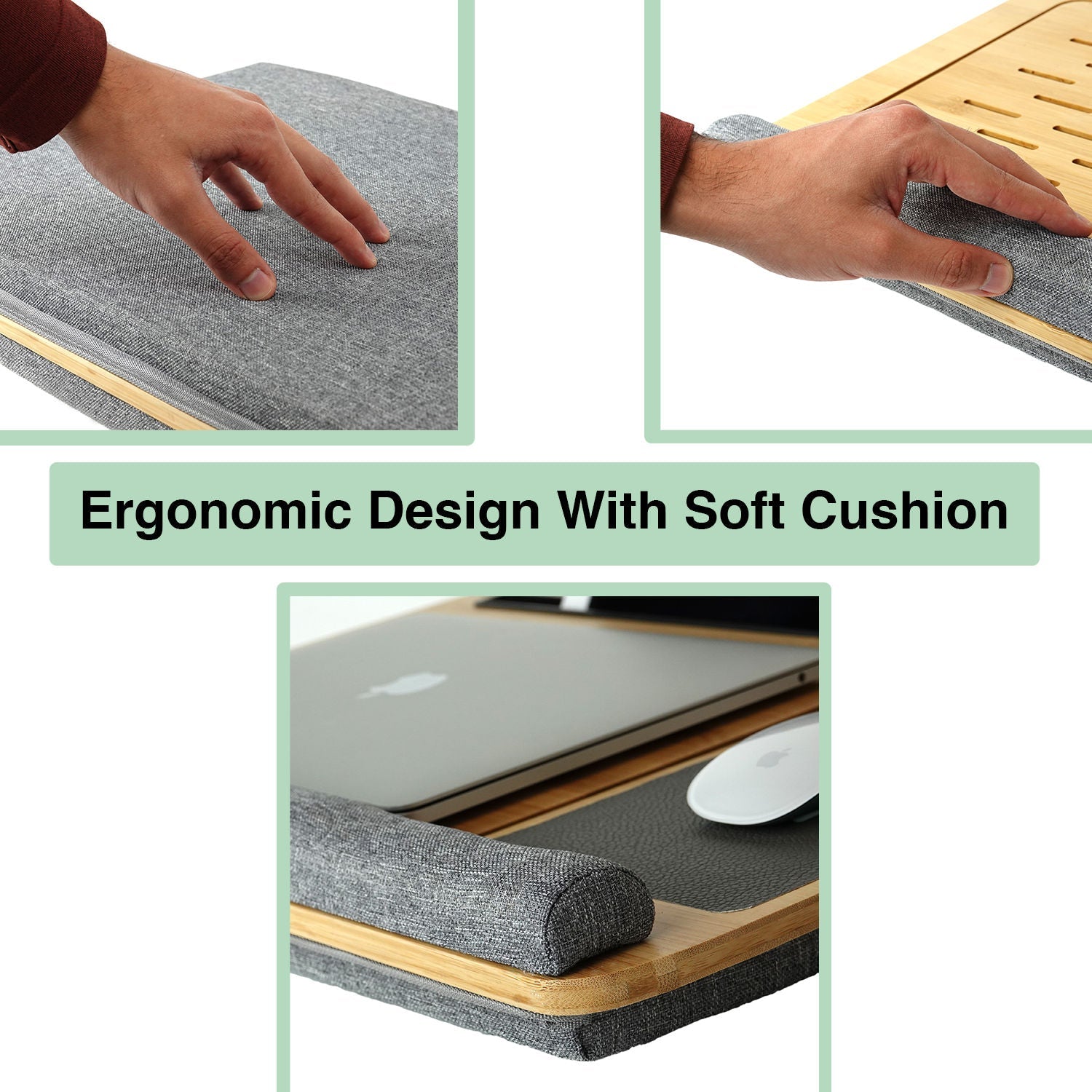 Bamboo Laptop Lap Desk with Cushion and Angle Adjustable for Office and Home - Electronics > Computer Accessories > Laptop Stands - Rivercity House & Home Co. (ABN 18 642 972 209) - Affordable Modern Furniture Australia